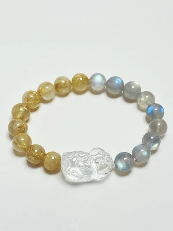 Clear Quartz Pi Xiu & Rutilated Quartz Bracelet