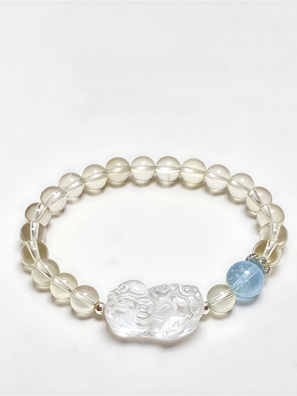 Natural Citrine Pi Xiu & Aquamarine Bracelet
