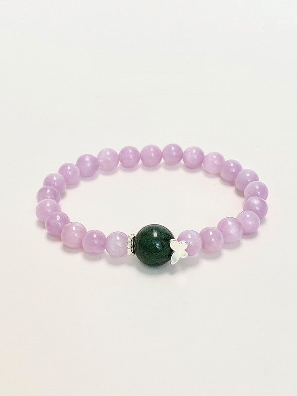 Amethyst & Green Phantom Quartz Butterfly Bracelet