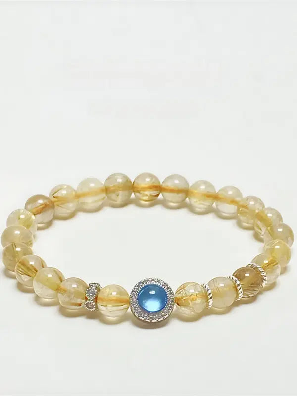 Transparent Citrine & Aquamarine Bracelet – Wisdom for Wealth & Fearless Energy