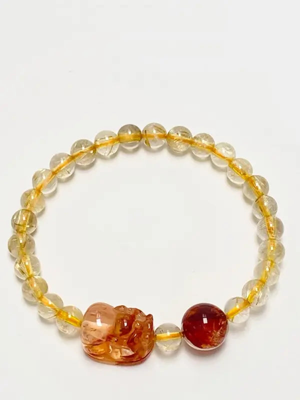 Golden Rutile Pi Xiu Bracelet—Success & Lucky Energy