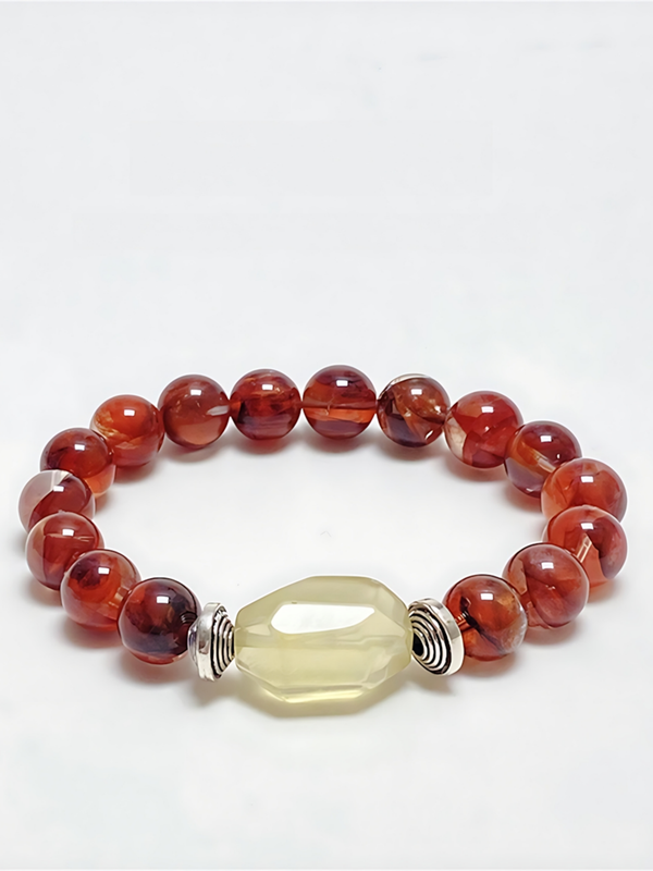 Natural Citrine & Rutilated Quartz Bracelet Wealth Attraction