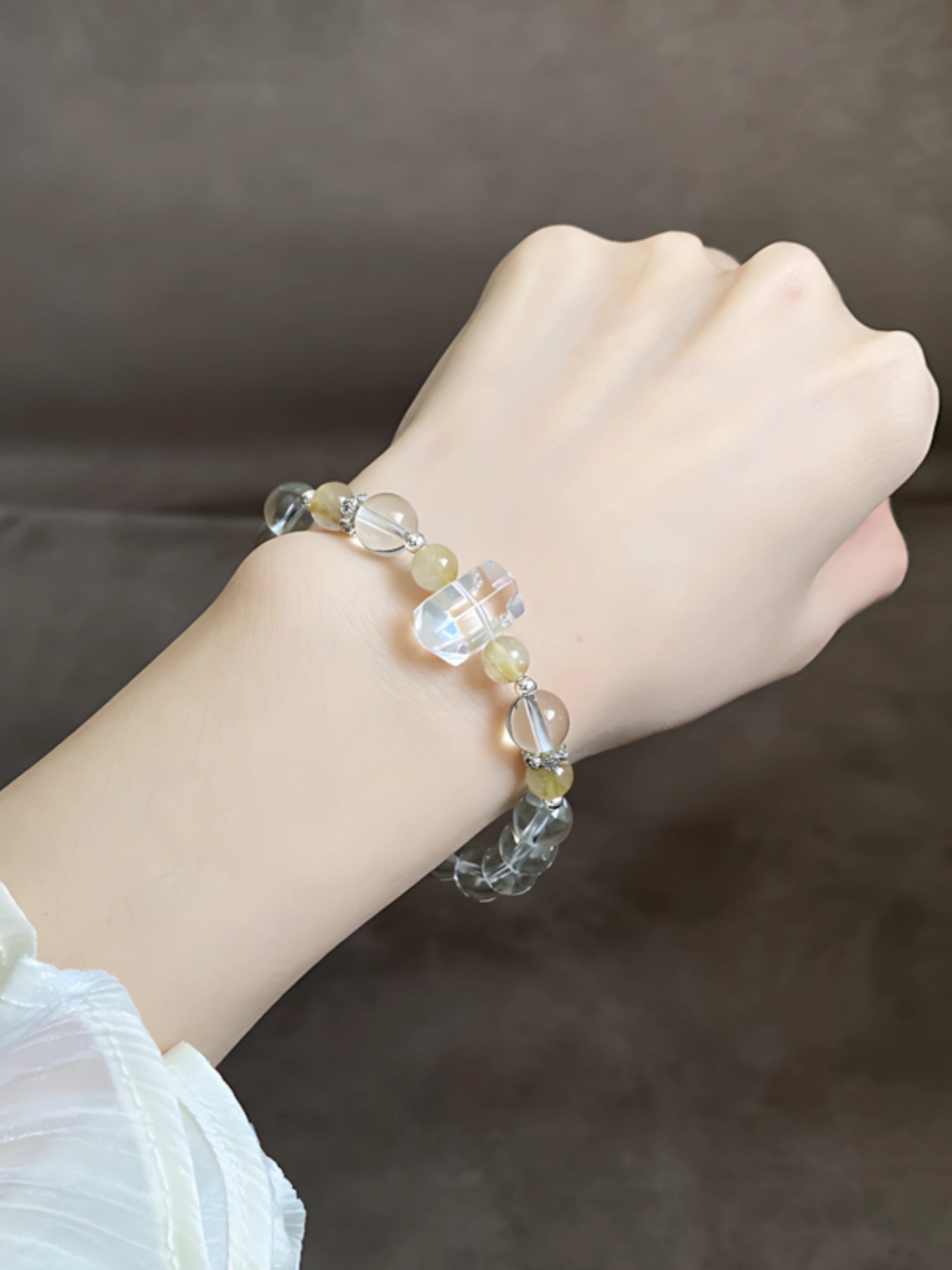 Translucent Quartz & Citrine Bracelet