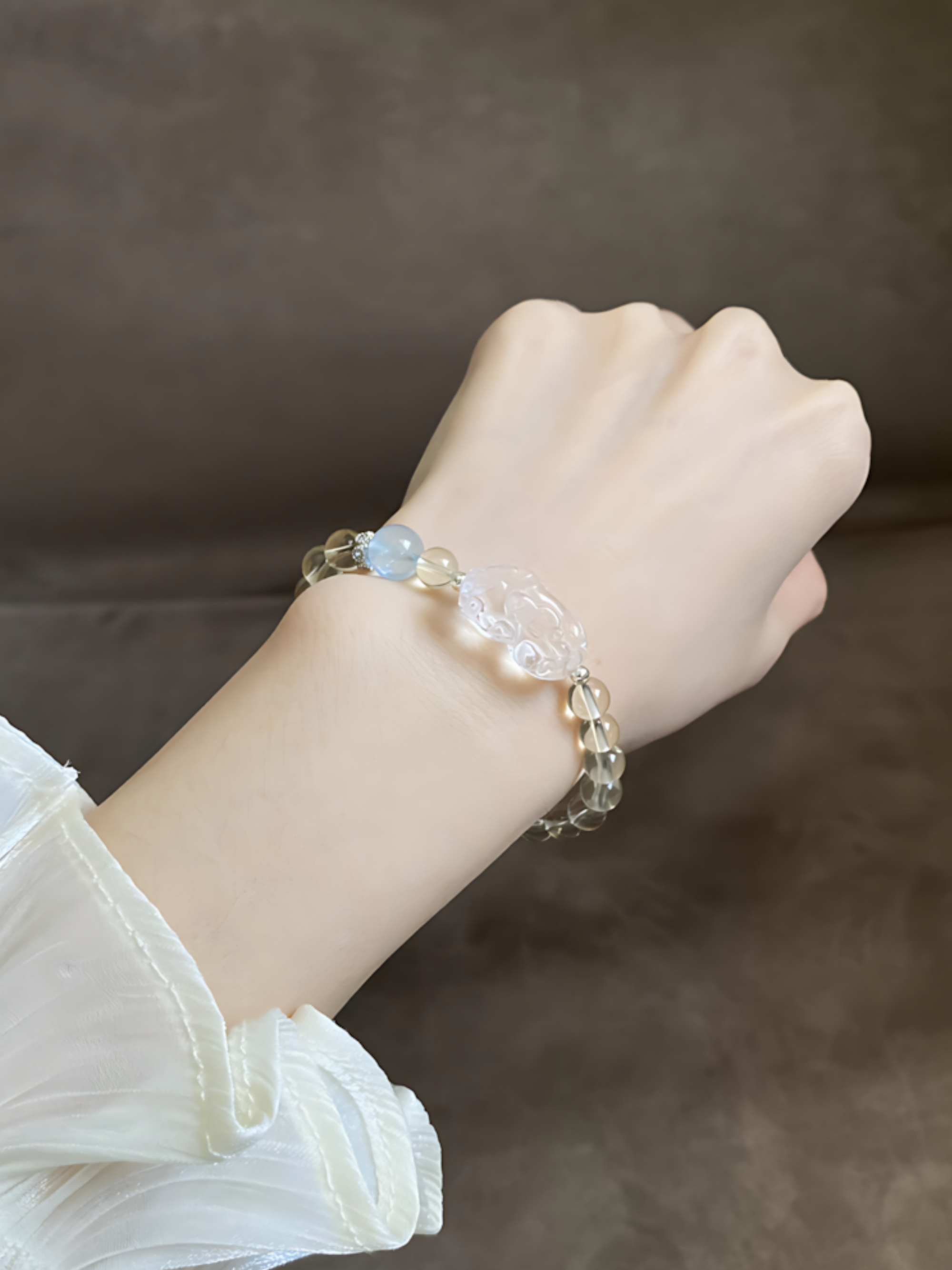 Natural Citrine Pi Xiu & Aquamarine Bracelet