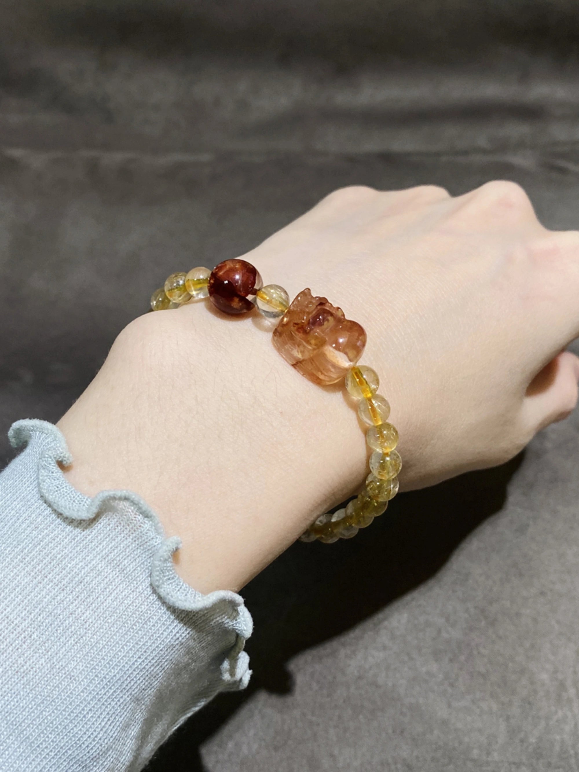 Golden Rutile Pi Xiu Bracelet—Success & Lucky Energy