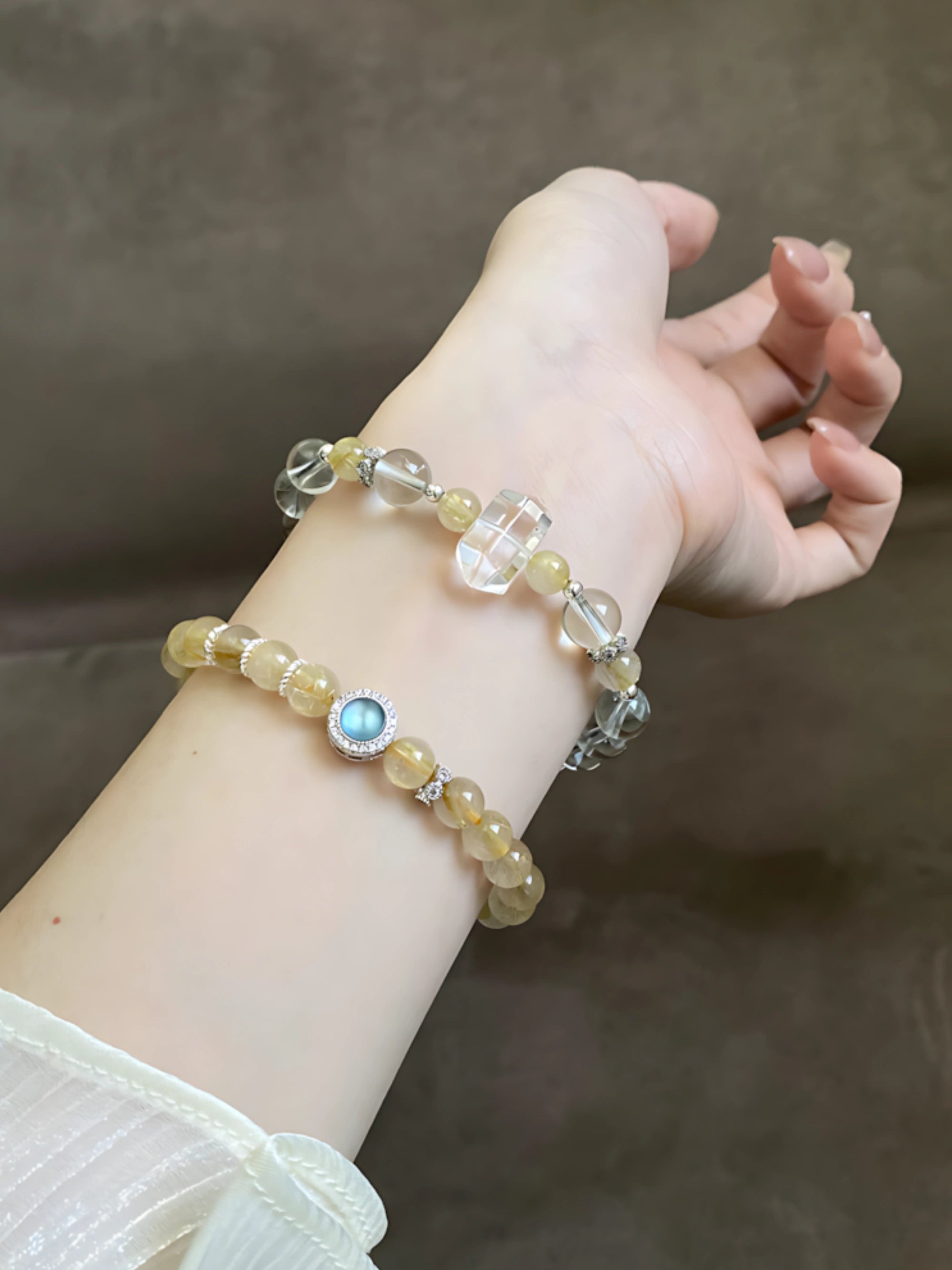 Transparent Citrine & Aquamarine Bracelet – Wisdom for Wealth & Fearless Energy