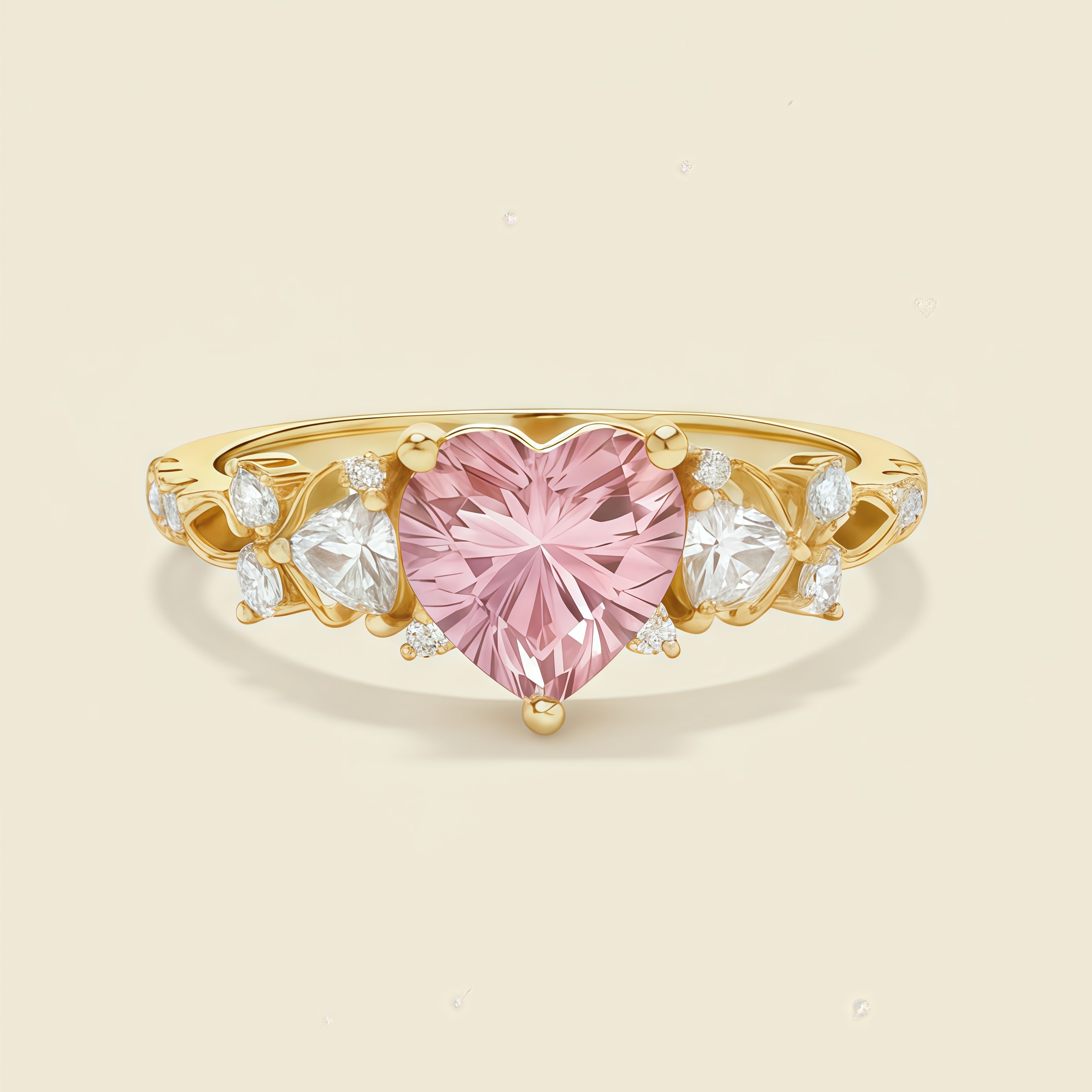 Amore - Heart Cut Pink Sapphire & Diamond Floral Ring