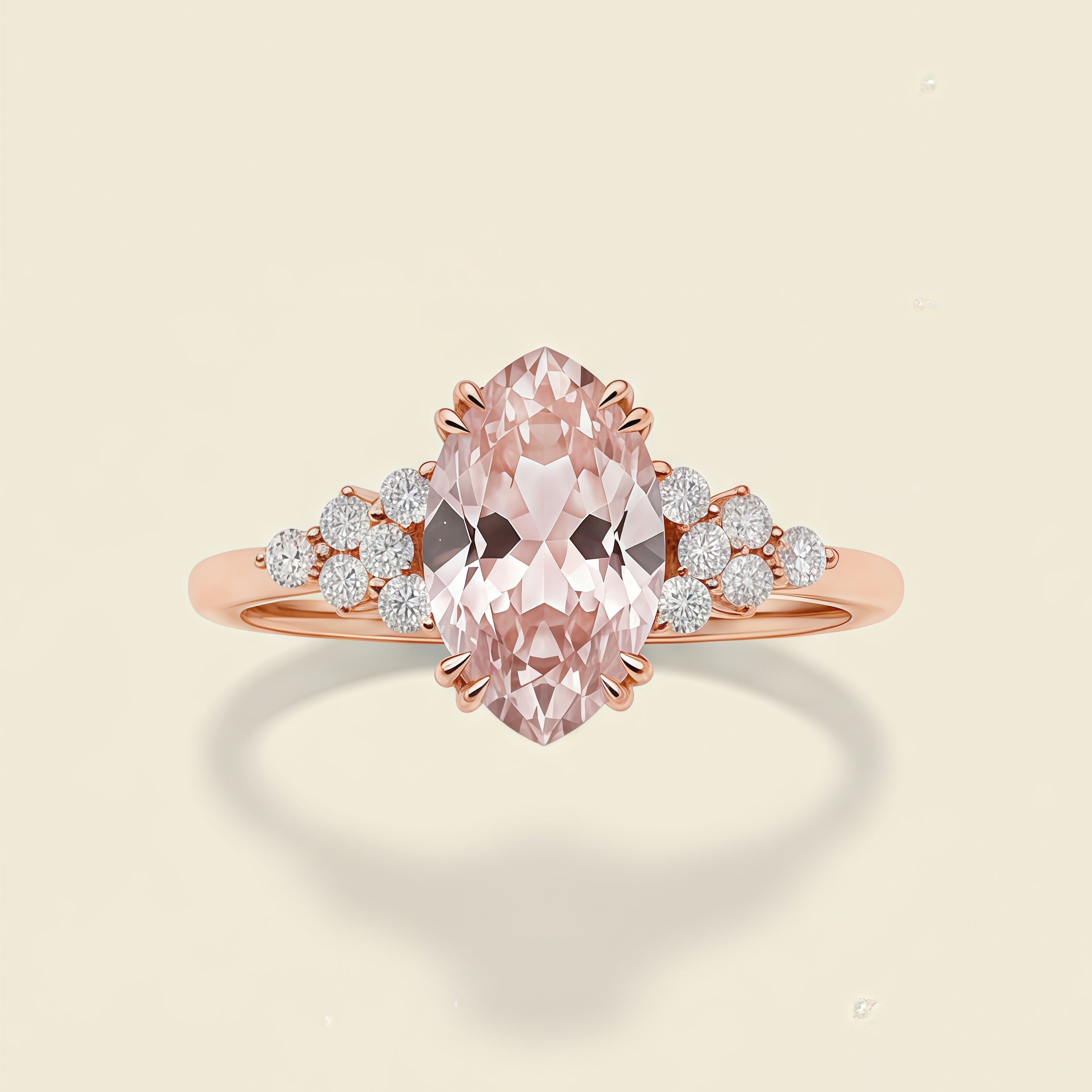 Ethereal Bliss - Oval Cut Morganite & Diamond Cluster Ring