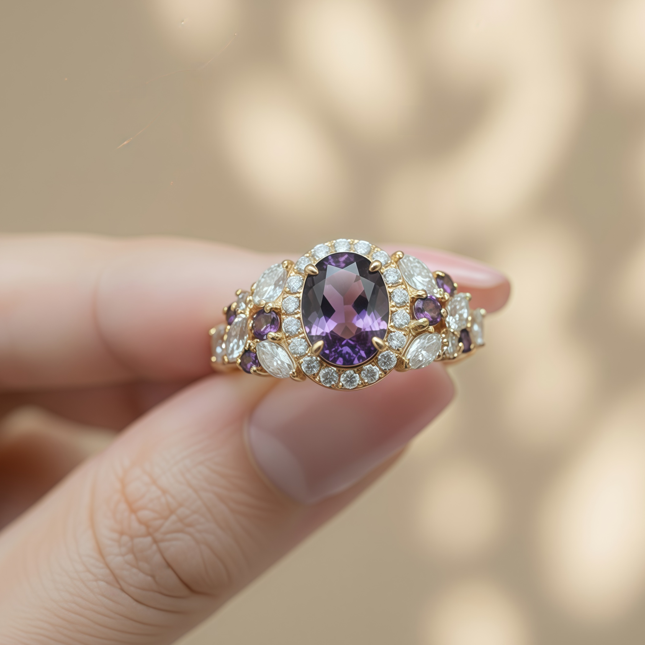 "The Roman Affair" -Regal Amethyst & Sapphire Ring
