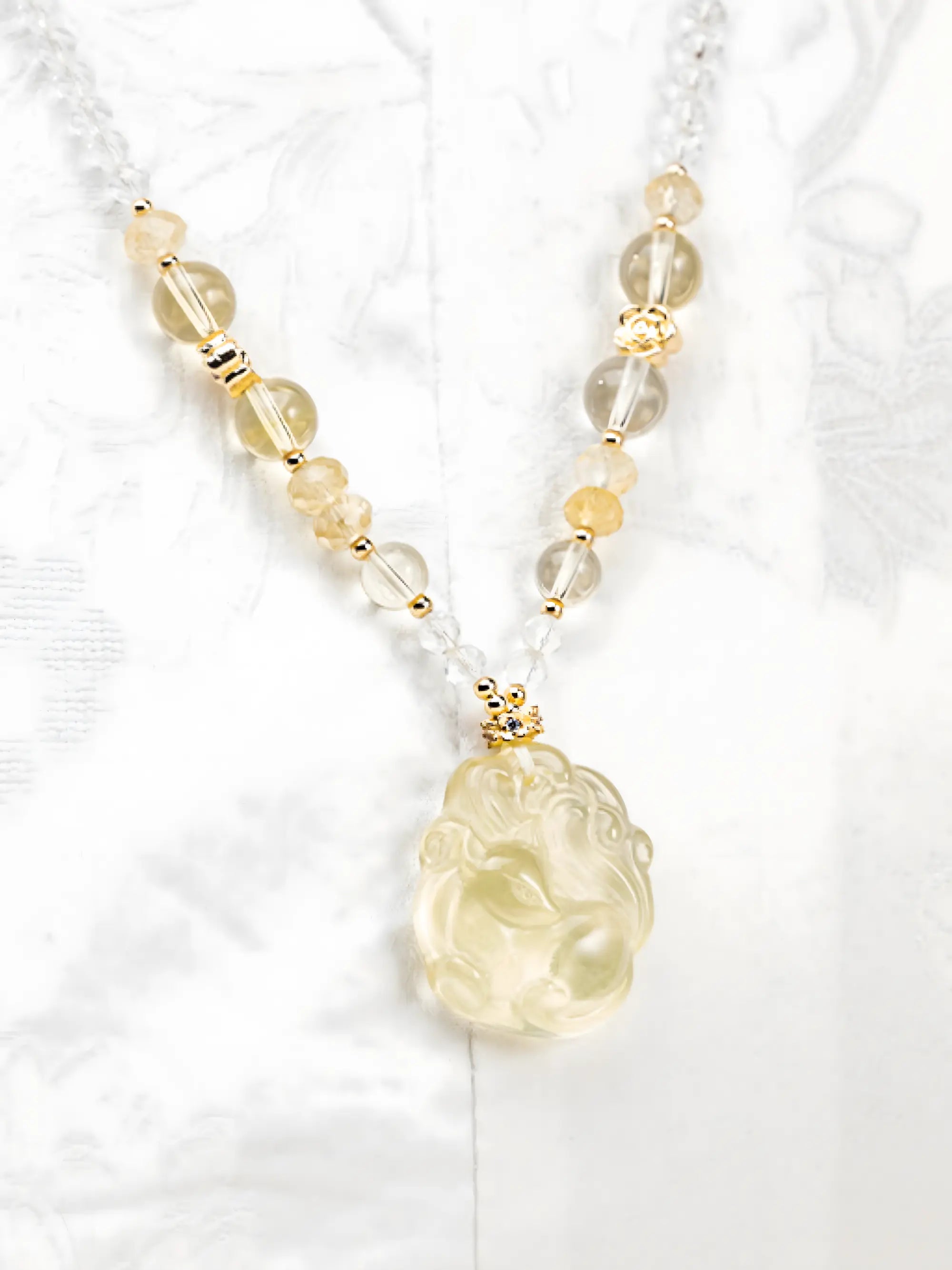 Citrine Fox Pendant Necklace
