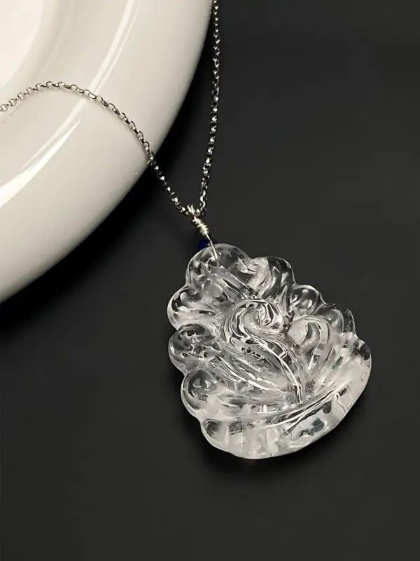 White Crystal Fox Pendant Necklace