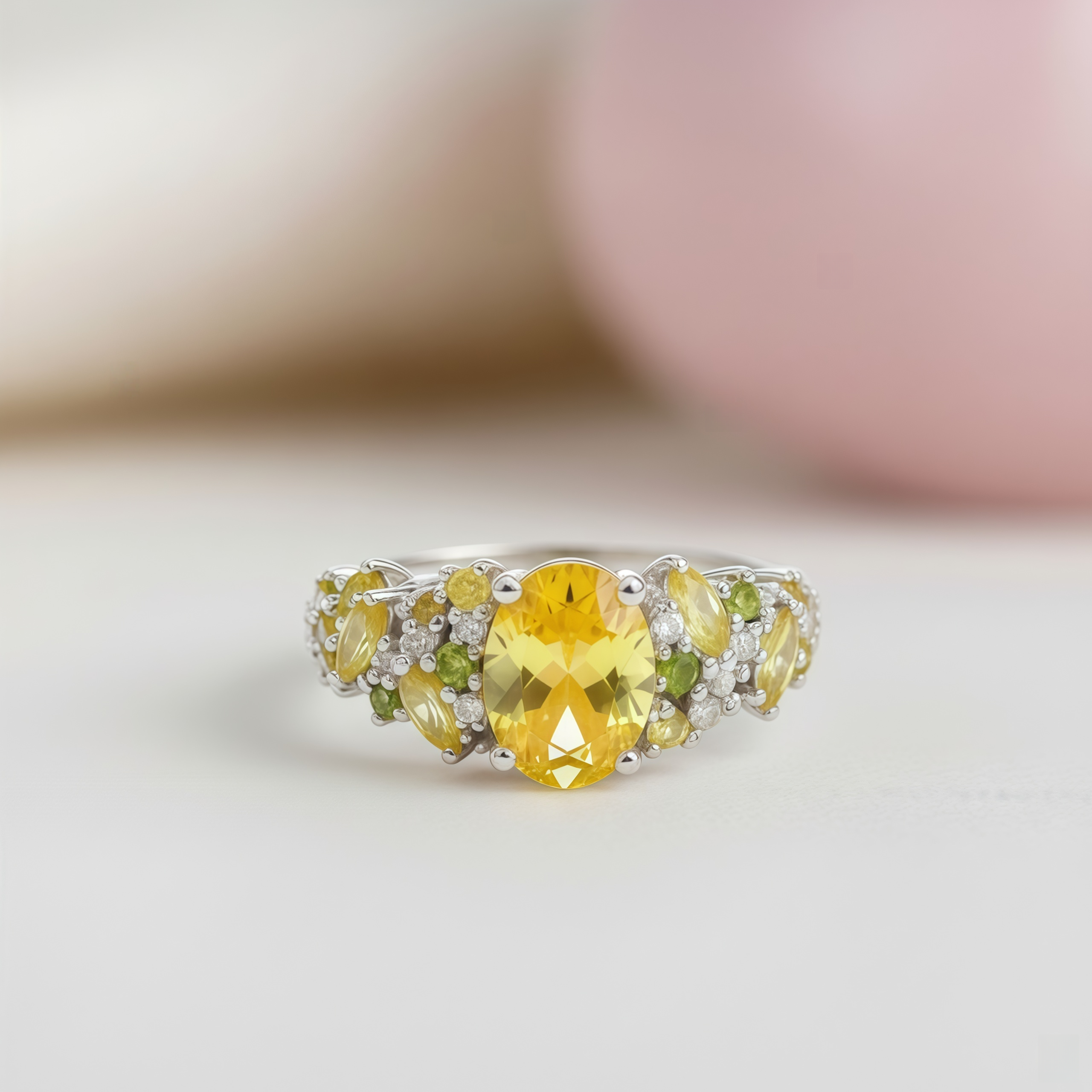 Sunflower Whisper Ring - Golden Moissanite Bloom
