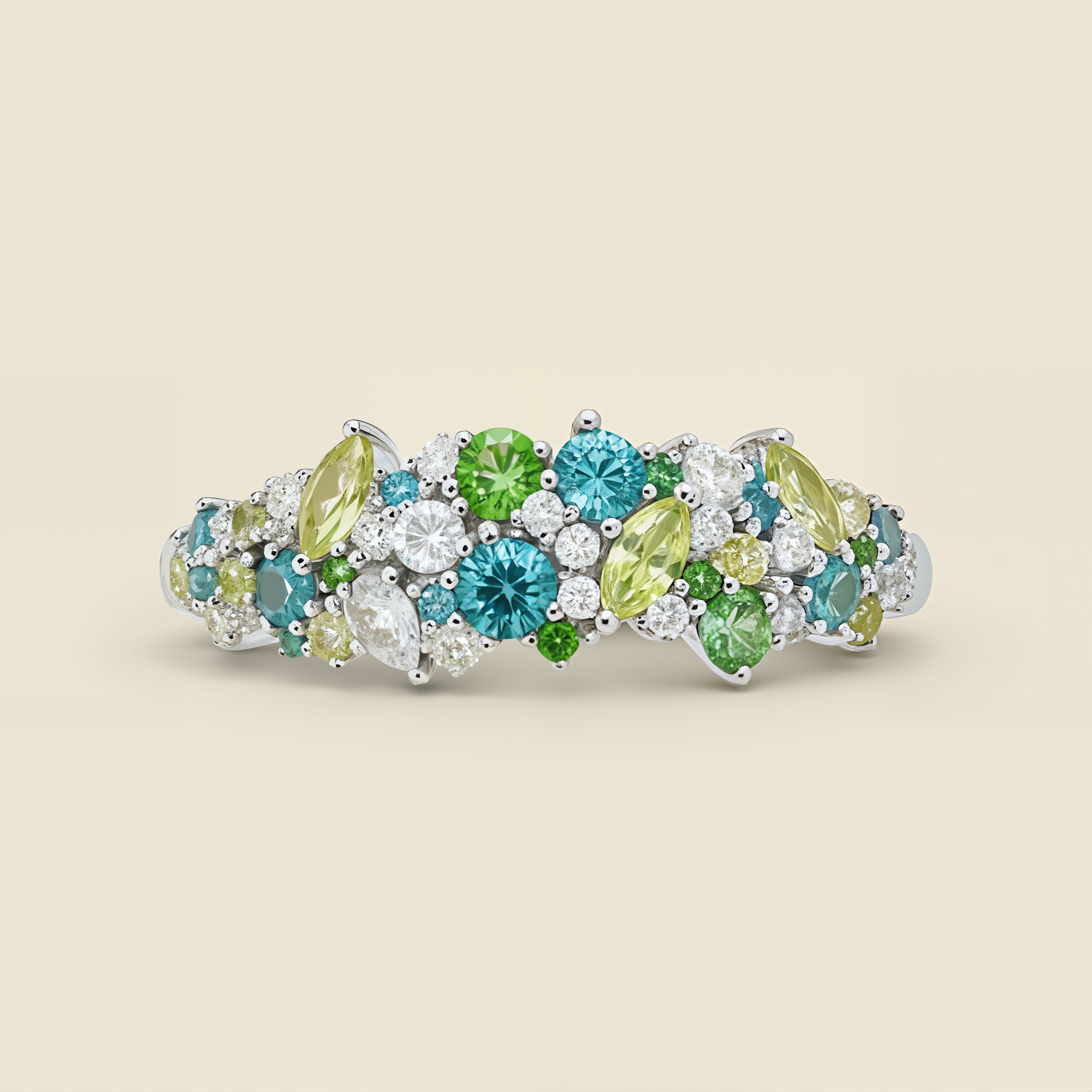 Blue Green Diamond "Oz" Ring - Teal Moissanite Statement Ring