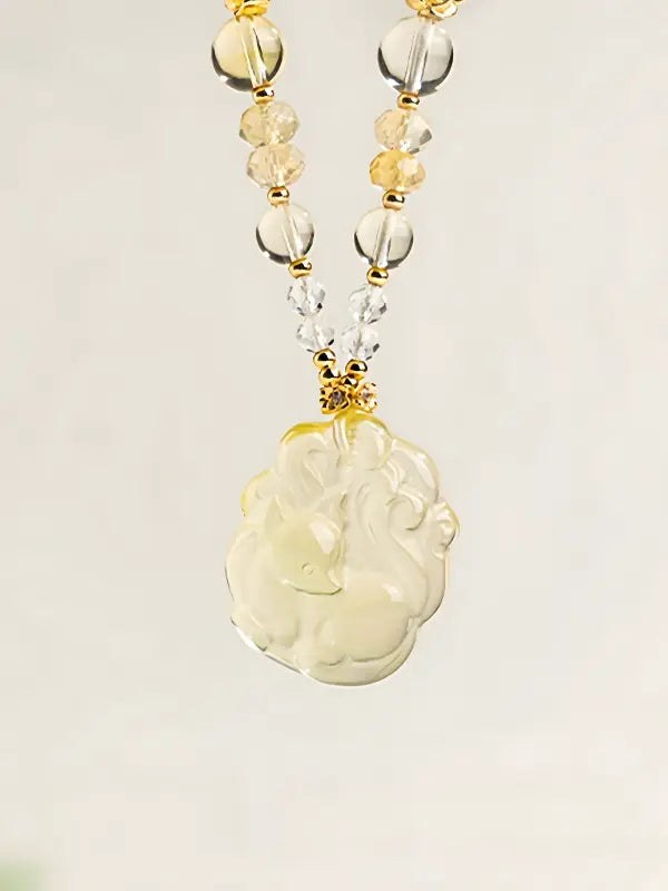 Citrine Fox Pendant Necklace