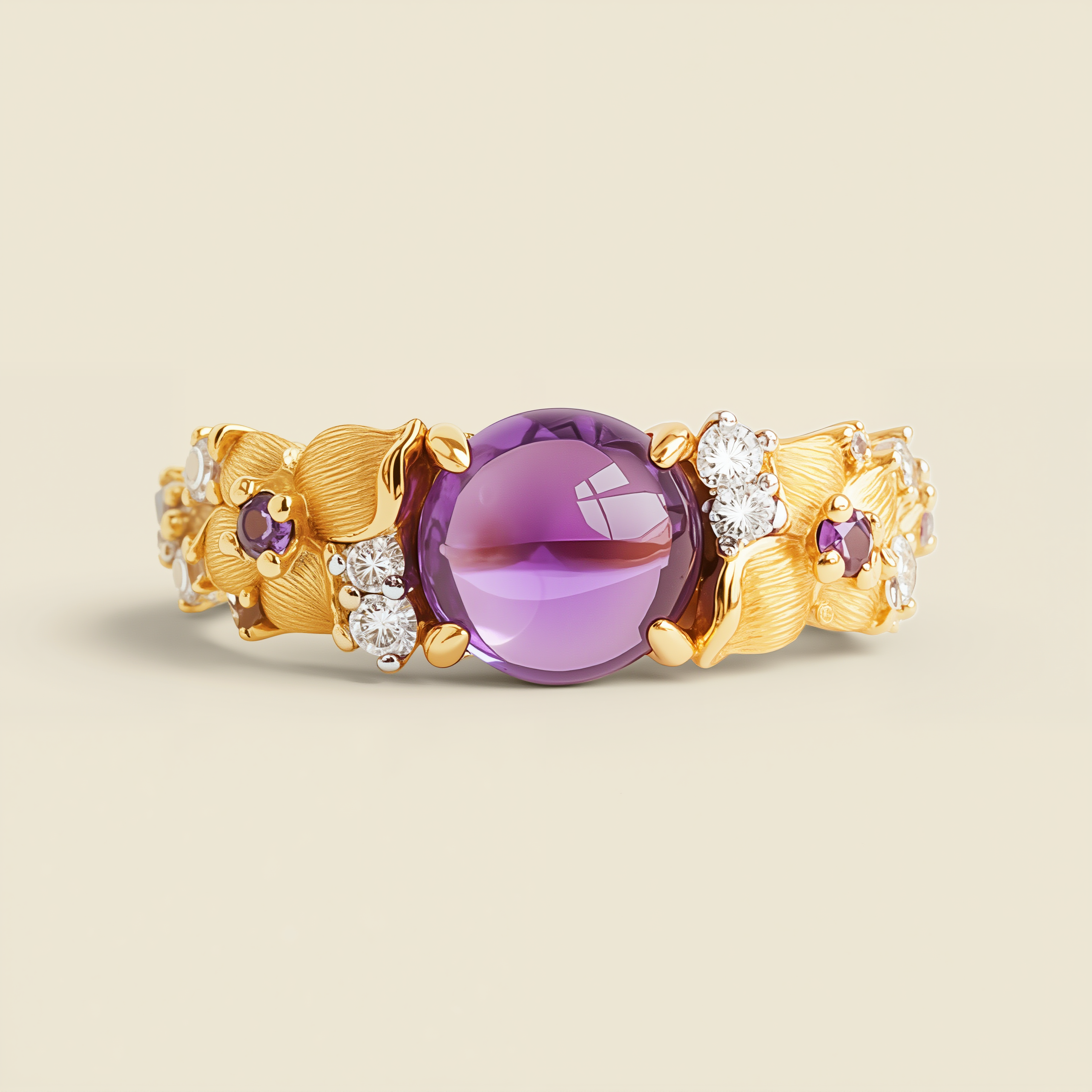 Brazilian Amethyst Ring, Violet Amethyst Jewelry, Purple Floral Ring
