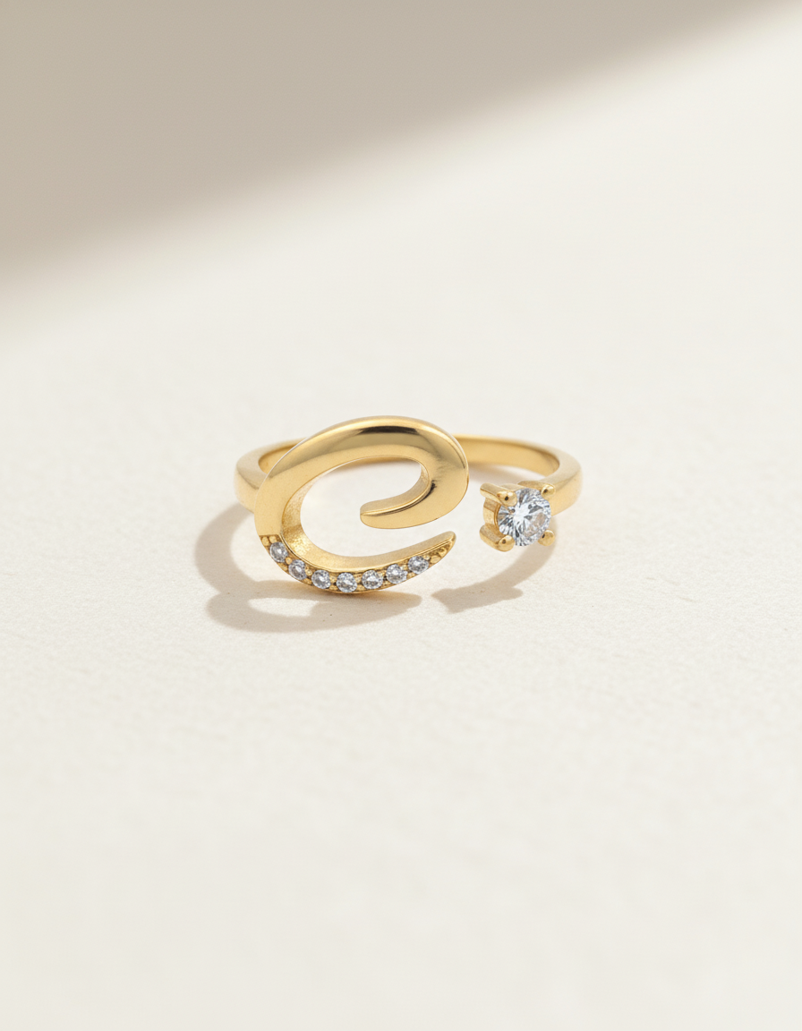 Initial Promise Rings -The Start of Forever--Adjustable Ring