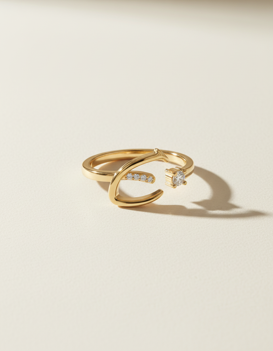 Initial Promise Rings -The Start of Forever--Adjustable Ring