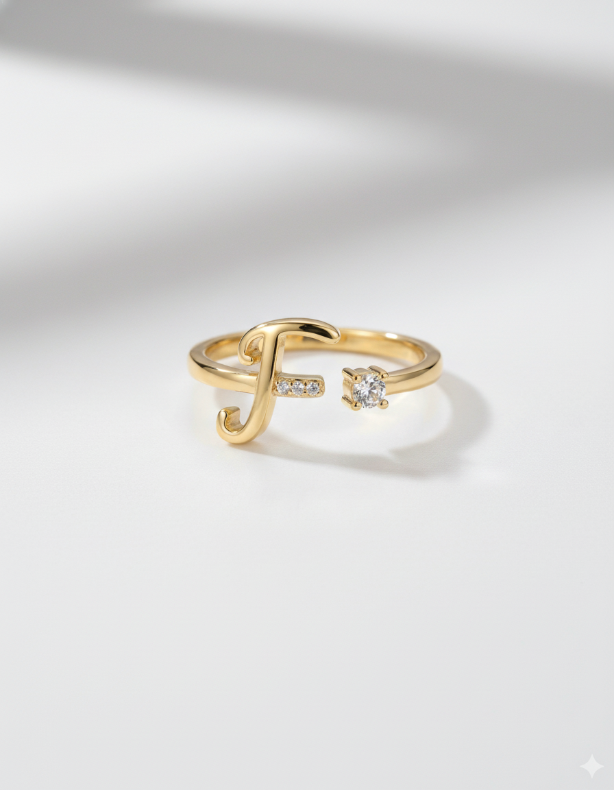 Initial Promise Rings -The Start of Forever--Adjustable Ring