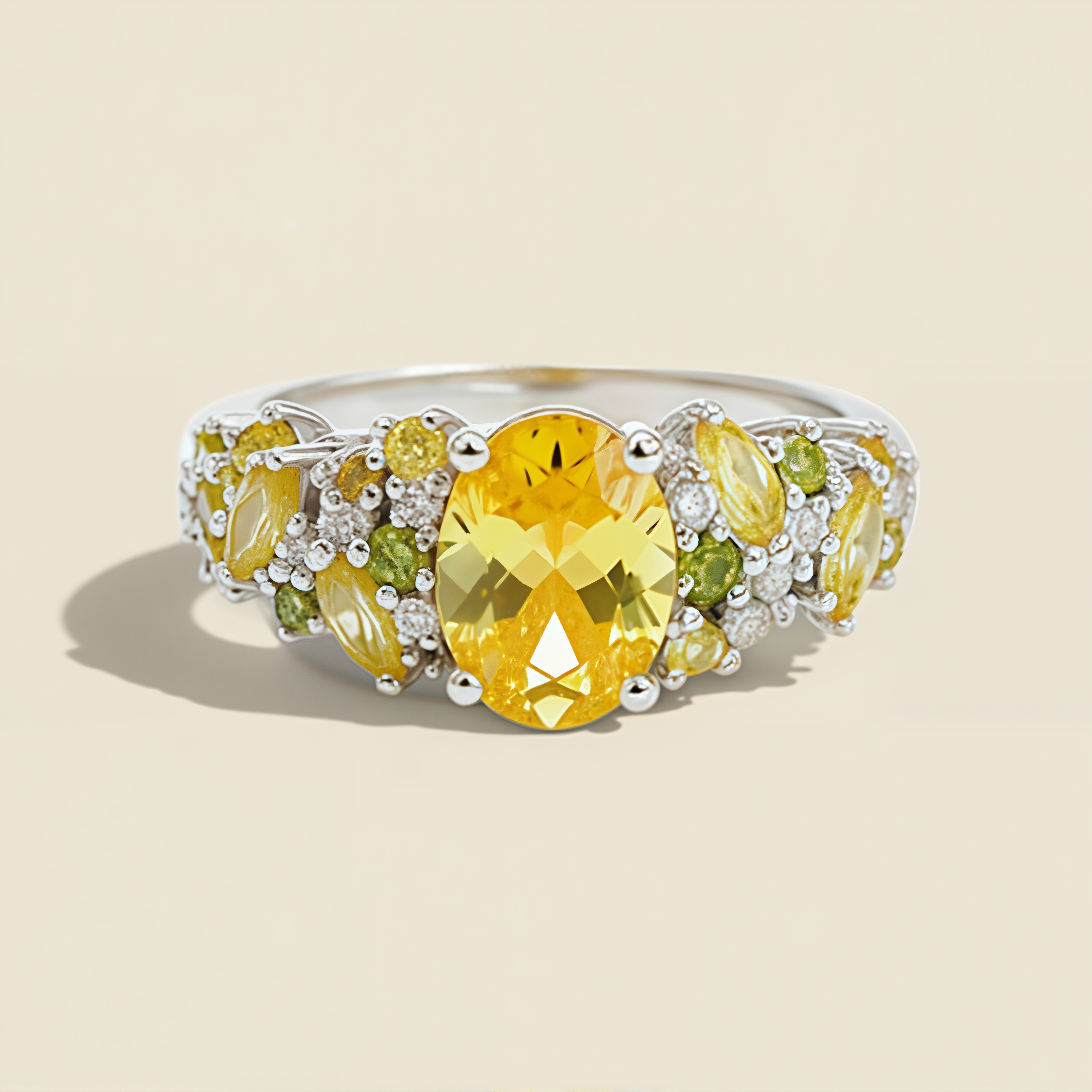 Sunflower Whisper Ring - Golden Moissanite Bloom