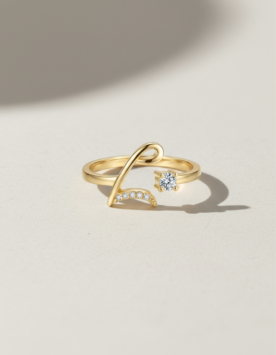 Initial Promise Rings -The Start of Forever--Adjustable Ring