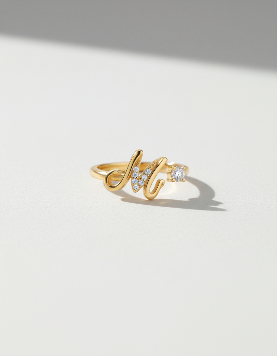 Initial Promise Rings -The Start of Forever--Adjustable Ring