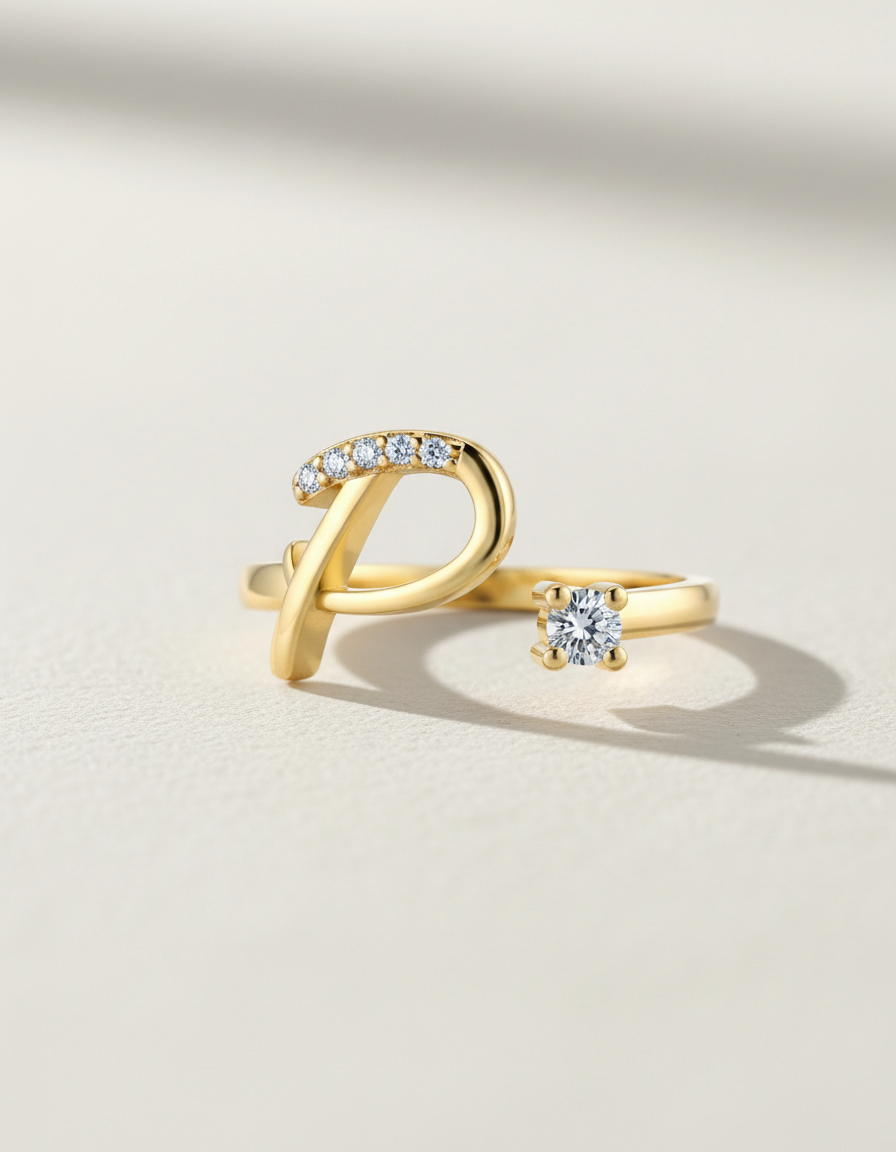 Initial Promise Rings -The Start of Forever--Adjustable Ring