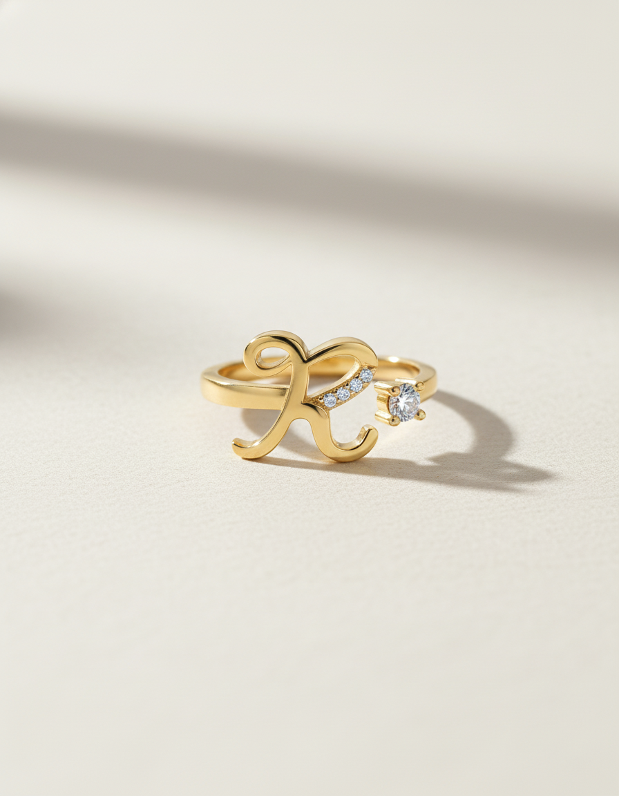 Initial Promise Rings -The Start of Forever--Adjustable Ring