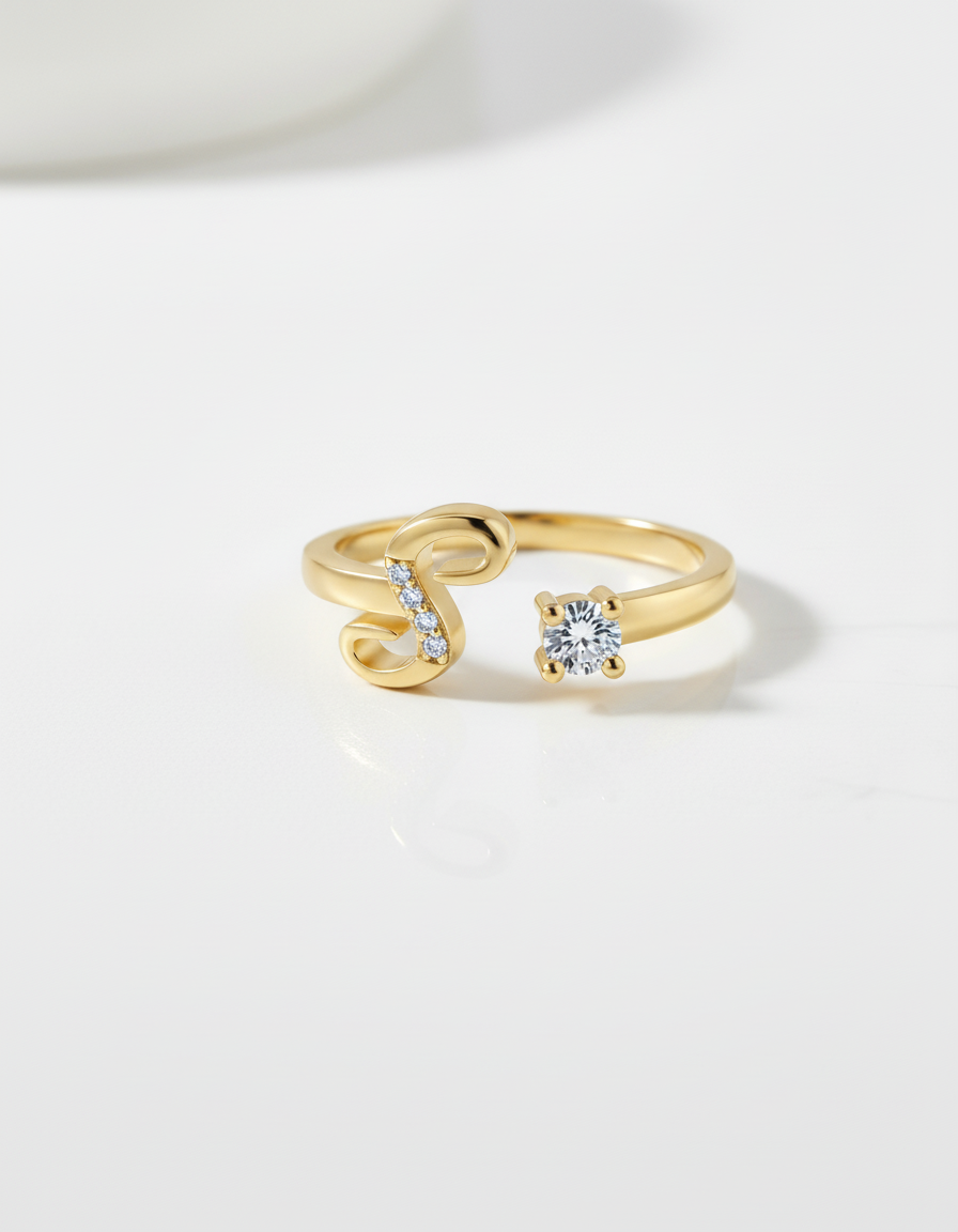 Initial Promise Rings -The Start of Forever--Adjustable Ring