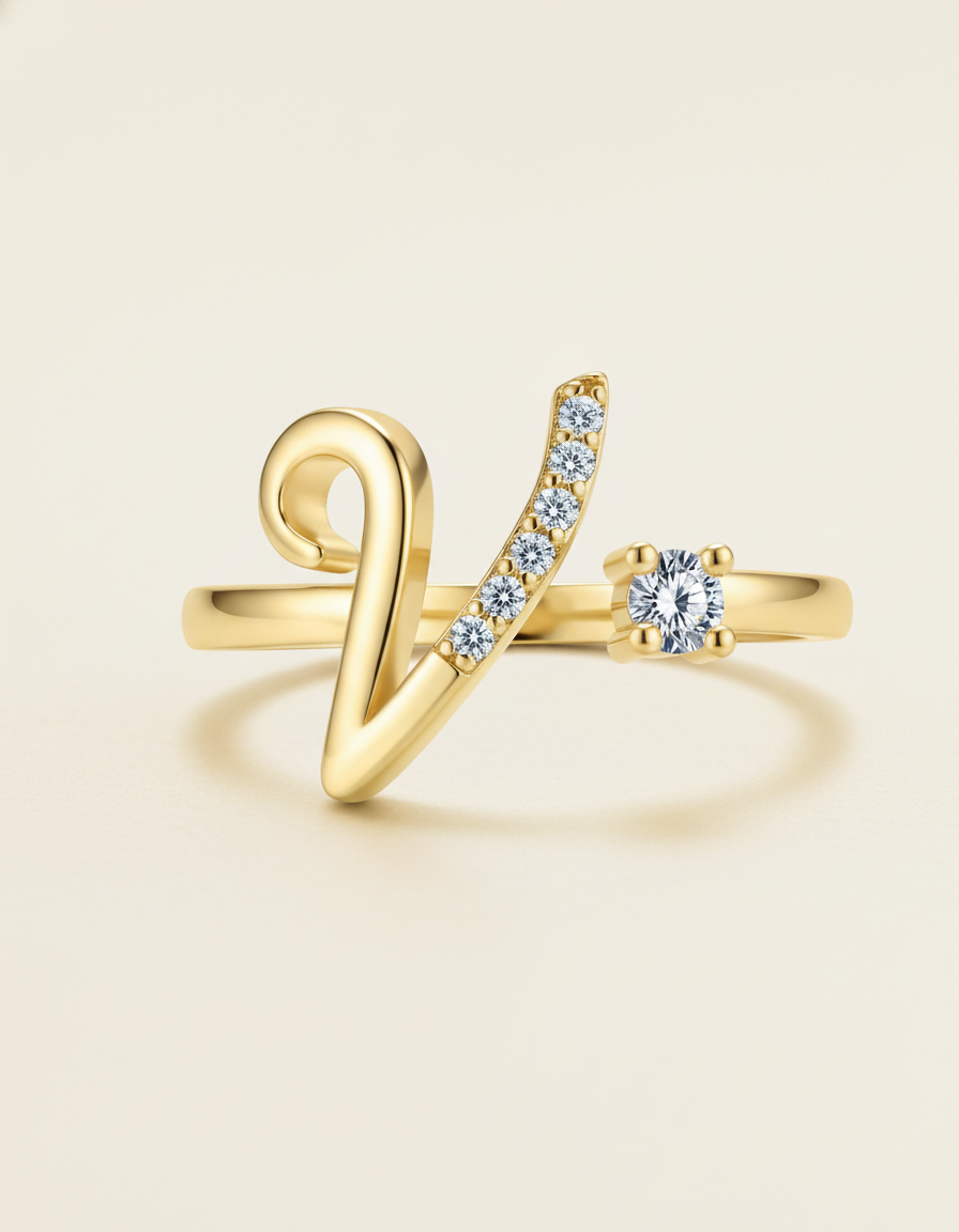 Initial Promise Rings -The Start of Forever--Adjustable Ring