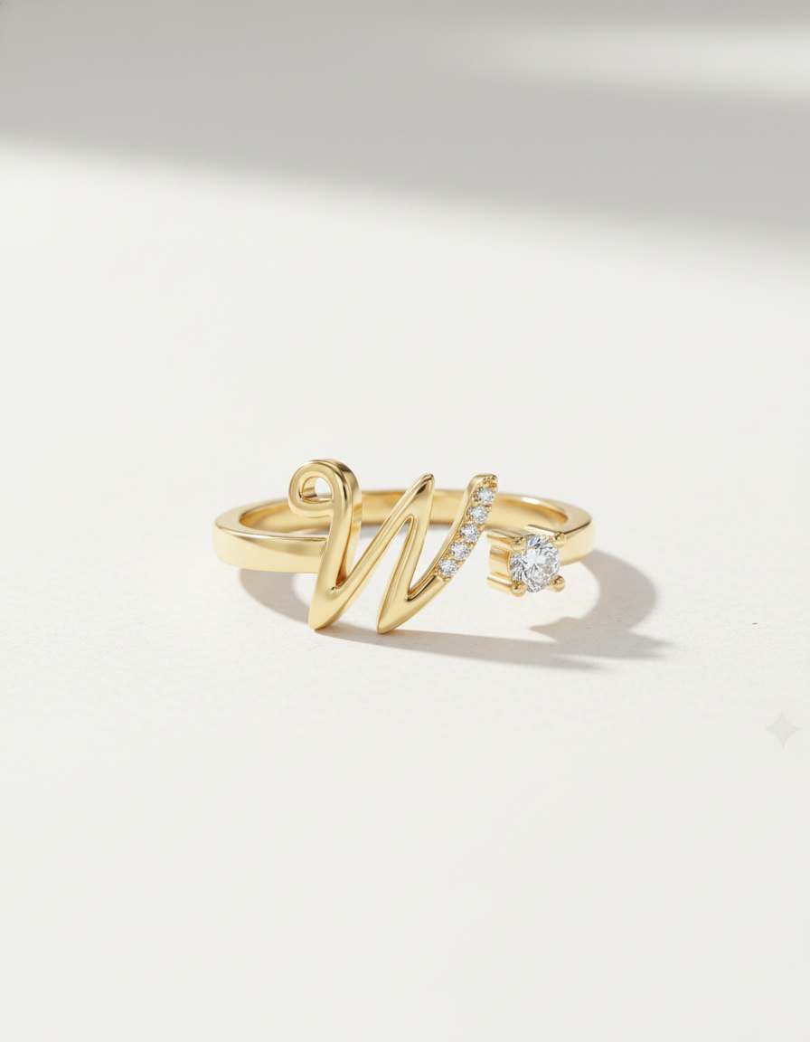 Initial Promise Rings -The Start of Forever--Adjustable Ring