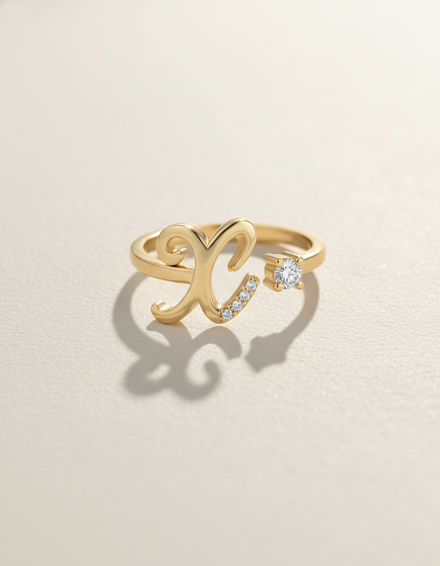 Initial Promise Rings -The Start of Forever--Adjustable Ring