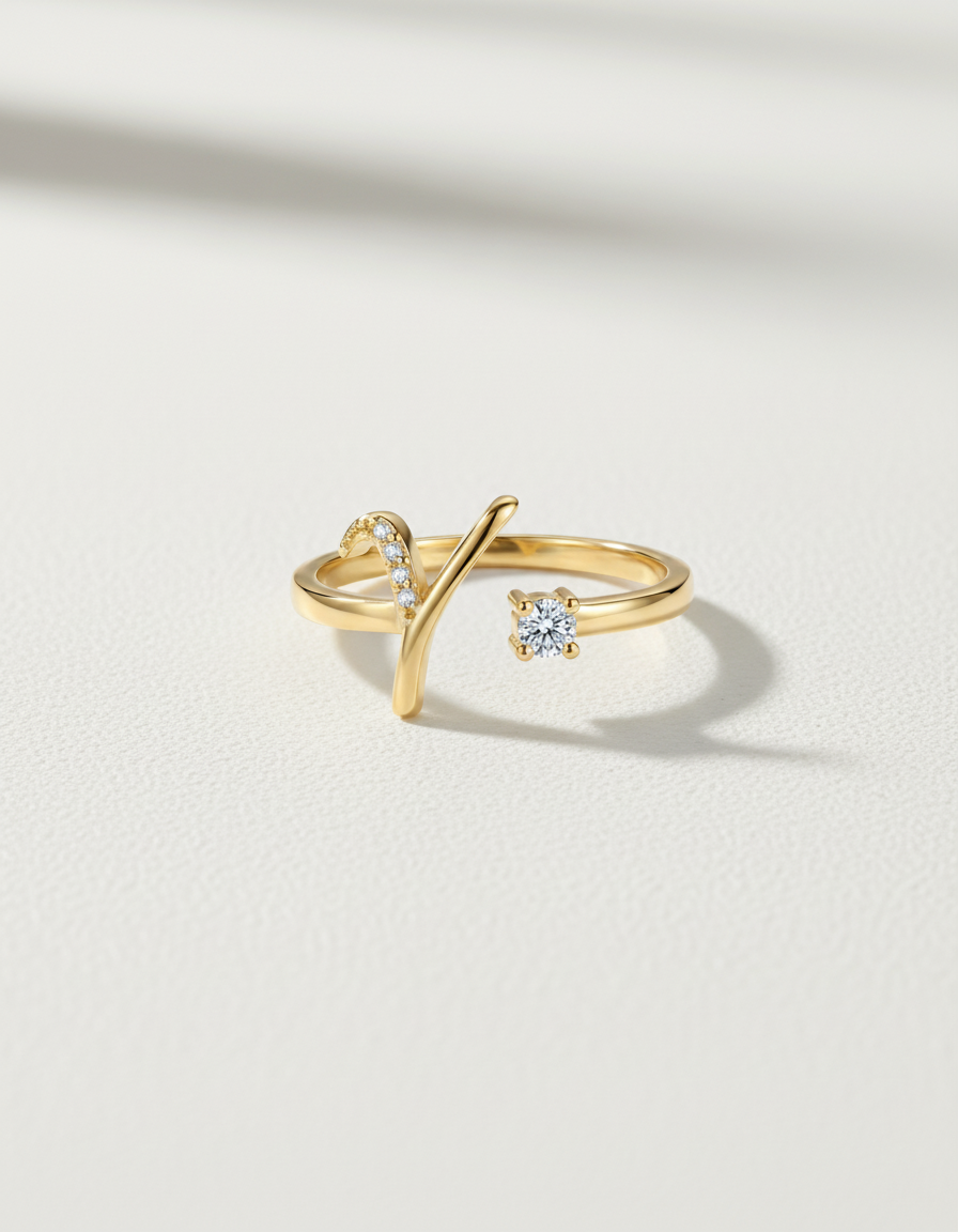 Initial Promise Rings -The Start of Forever--Adjustable Ring