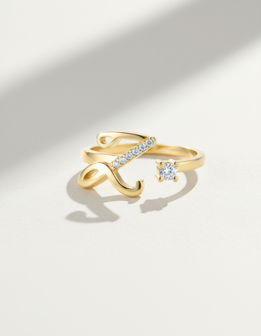 Initial Promise Rings -The Start of Forever--Adjustable Ring