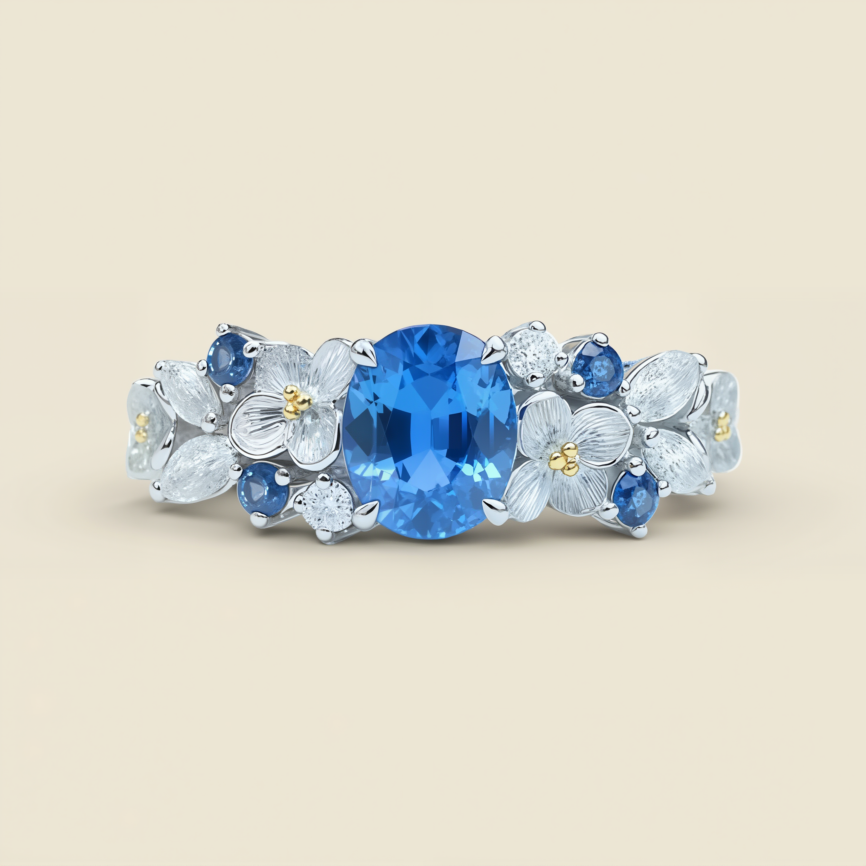 Aphrodite's Enchanted Vine | Blue Gemstone Floral Engagement Ring