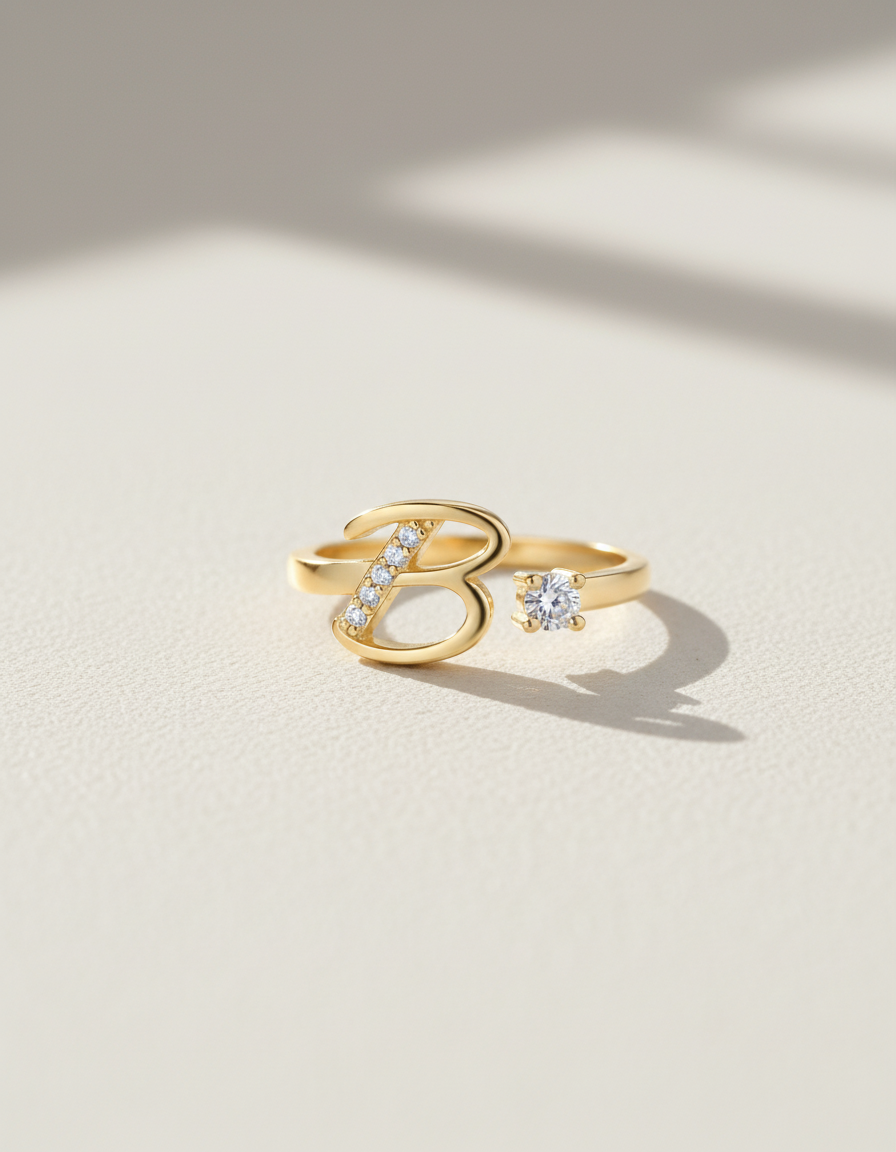 Initial Promise Rings -The Start of Forever--Adjustable Ring