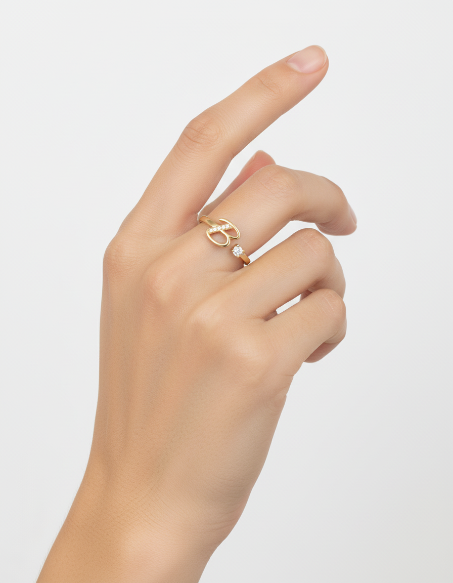 Initial Promise Rings -The Start of Forever--Adjustable Ring