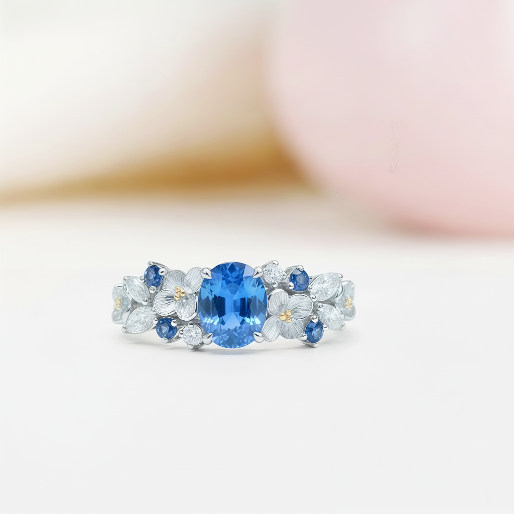Aphrodite's Enchanted Vine | Blue Gemstone Floral Engagement Ring