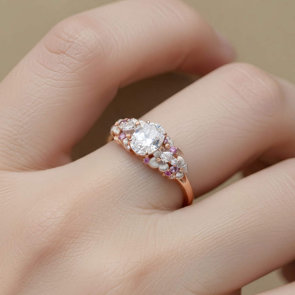 Morning Dew Blossom Oval Diamond Ring