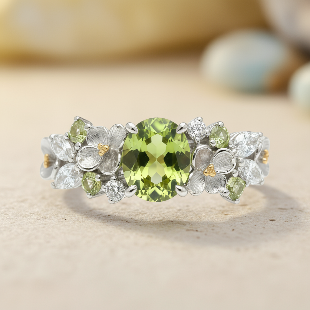 Spring Blossom Peridot Garden Ring