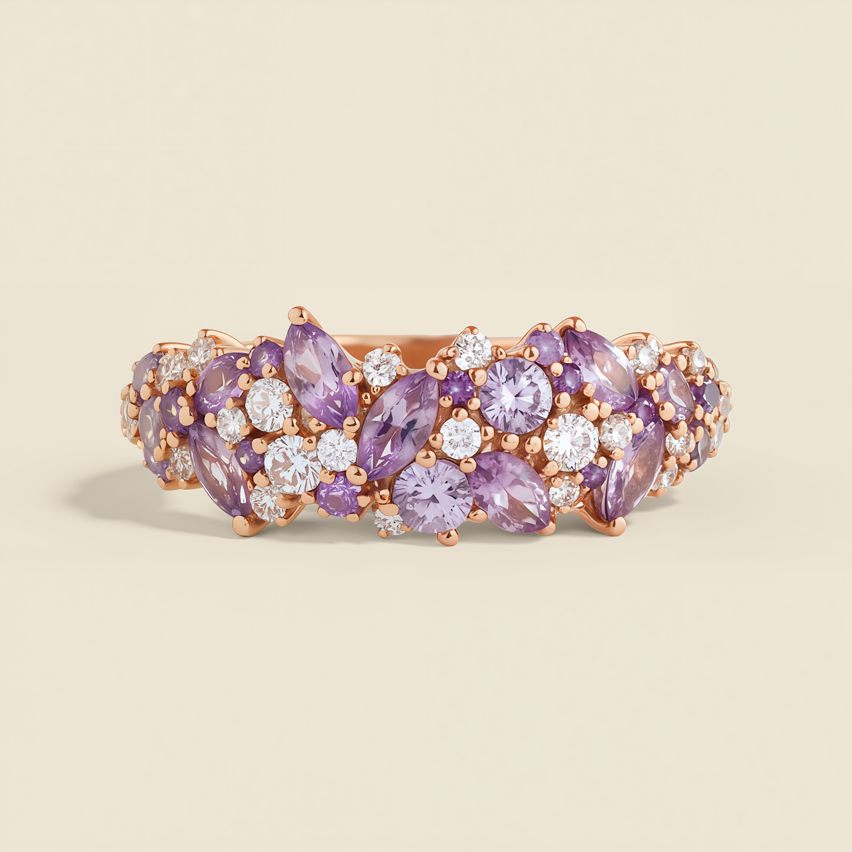 Lavender Dream Ring - Dual Moissanite Floral Symphony