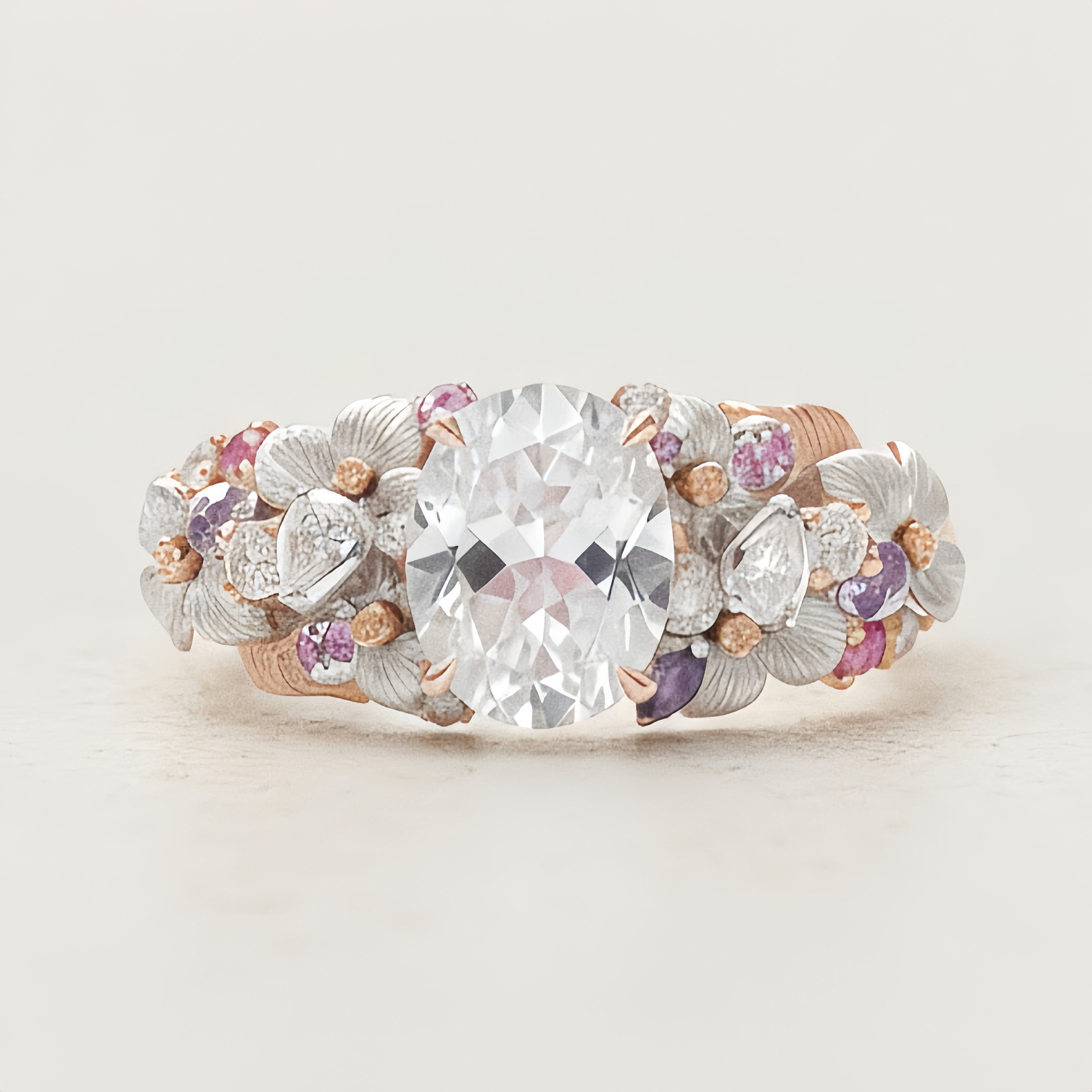 Morning Dew Blossom Oval Diamond Ring