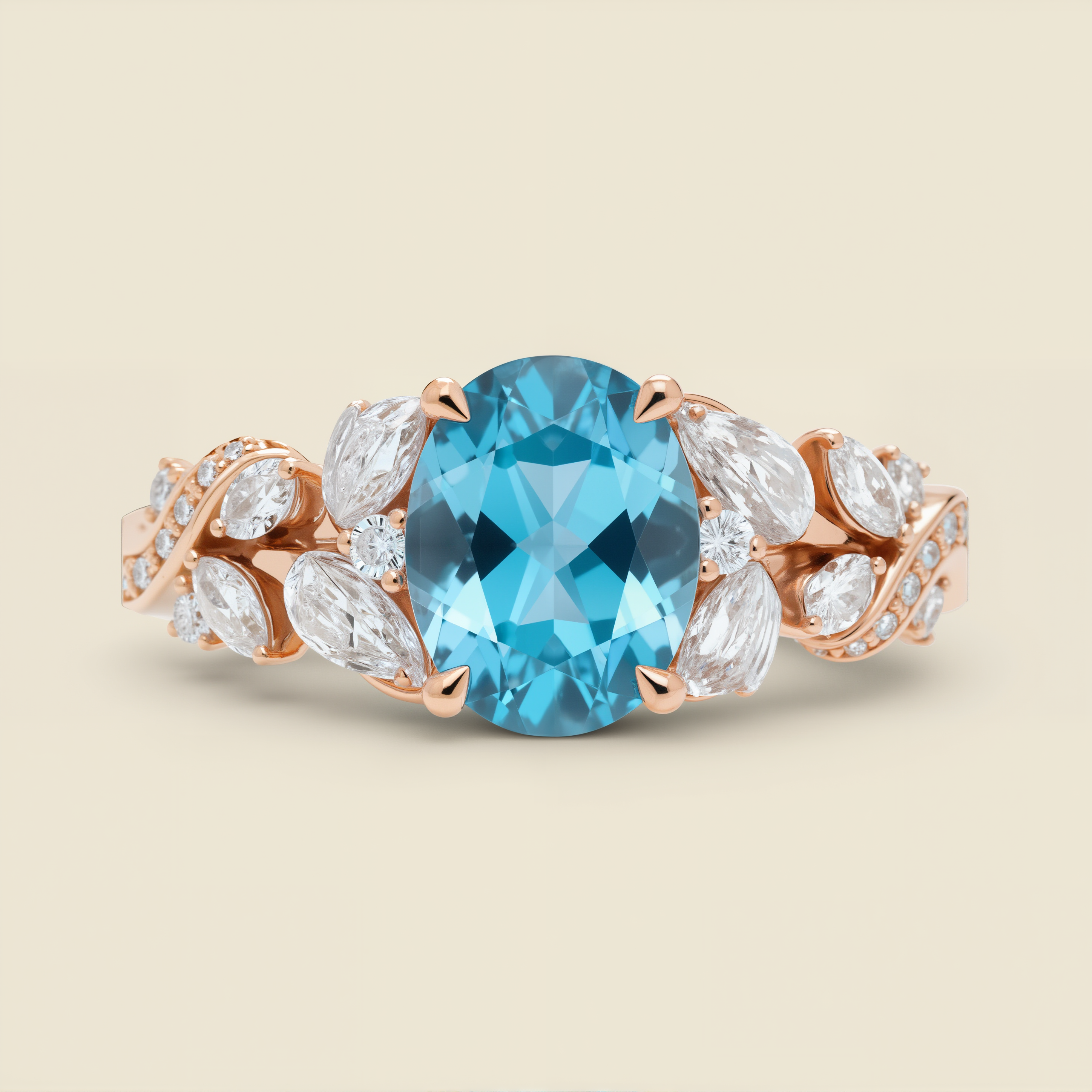 Azure Lake Leaf Topaz Ring