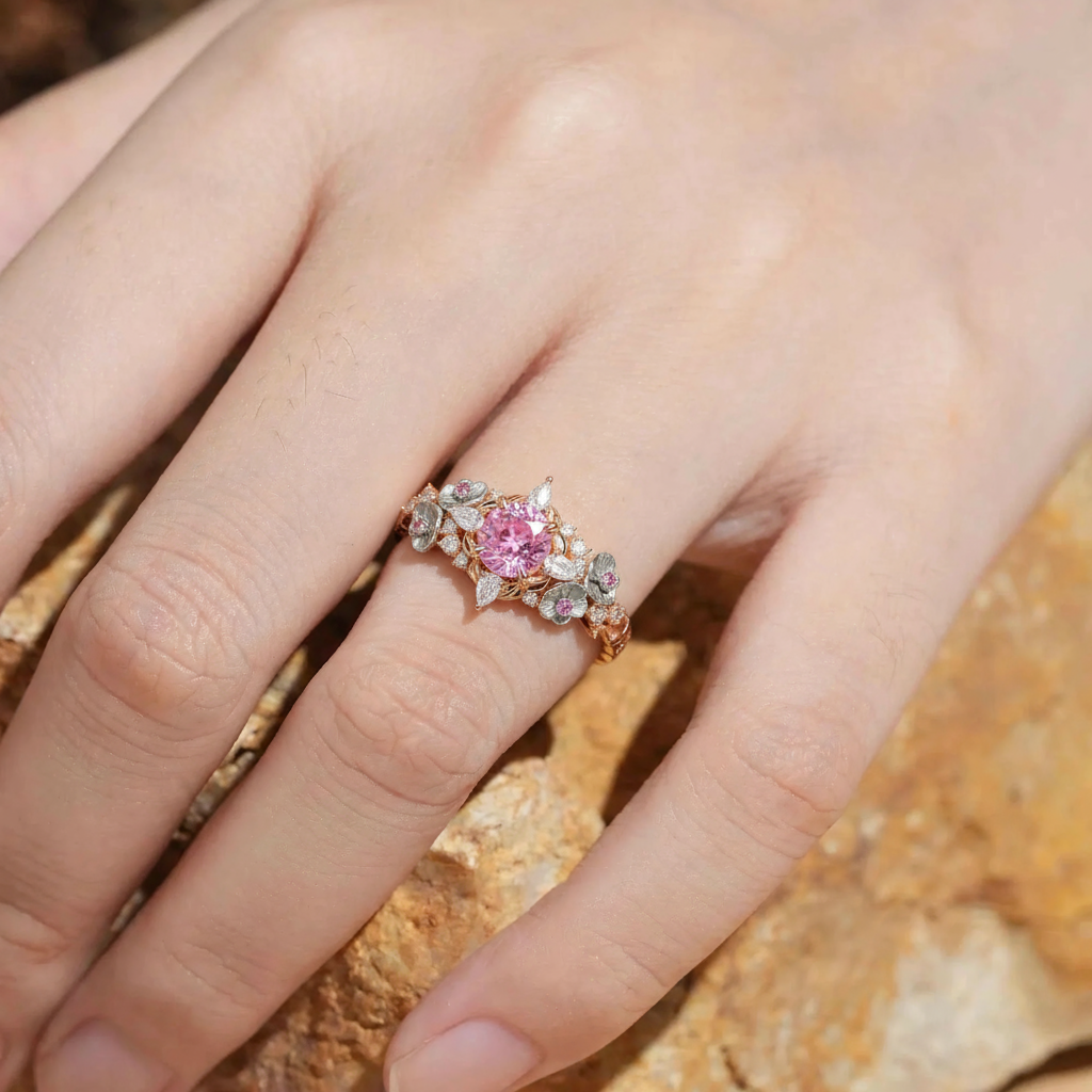 Sakura Blossom Pink Gemstone Garden Ring