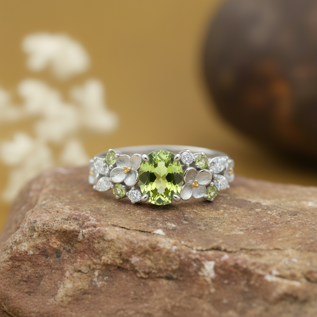 Spring Blossom Peridot Garden Ring