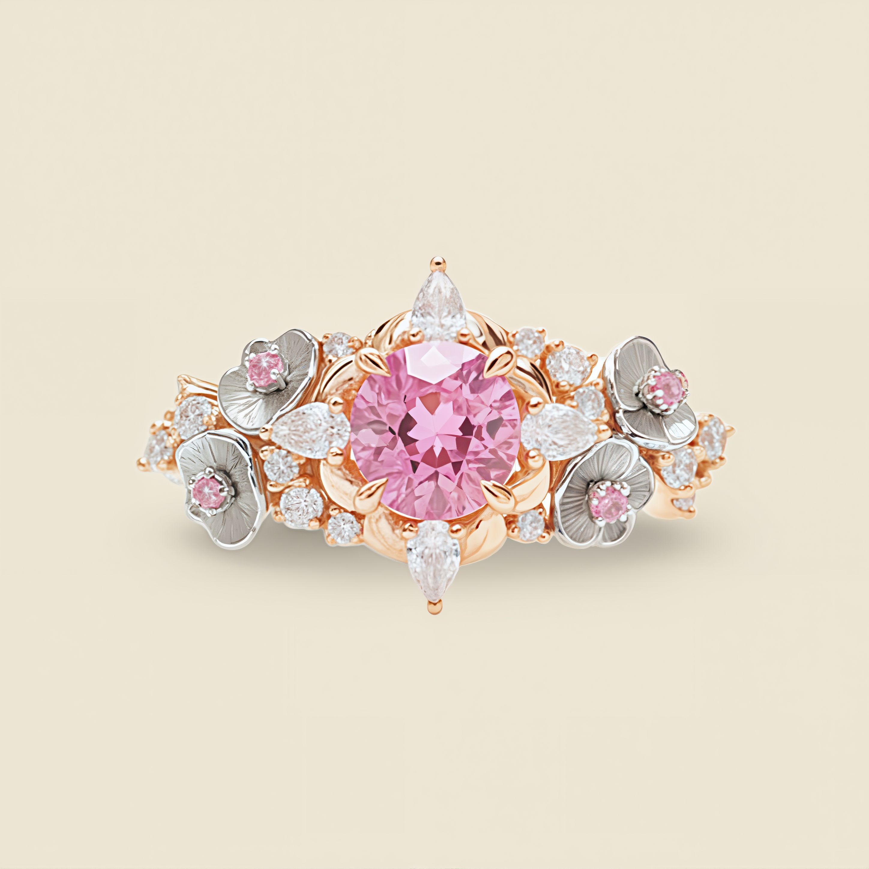 Sakura Blossom Pink Gemstone Garden Ring