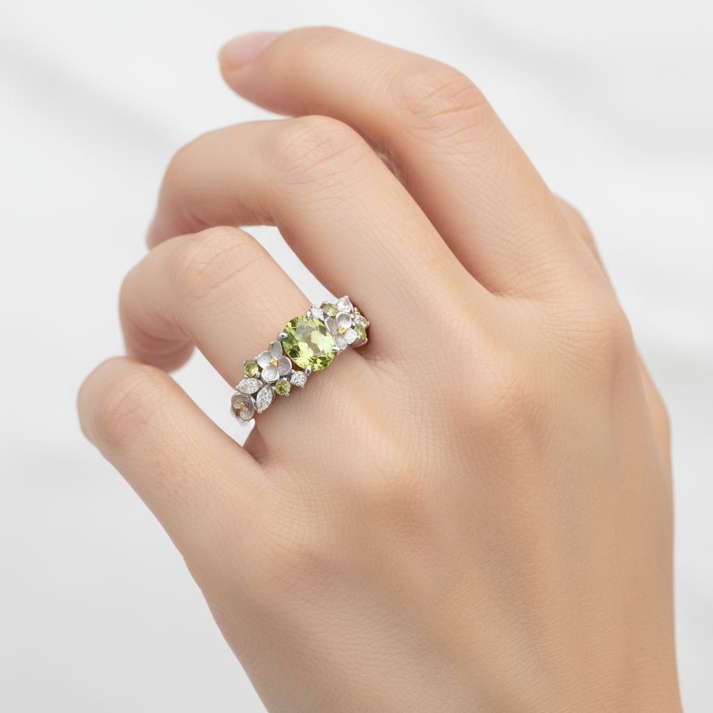 Spring Blossom Peridot Garden Ring