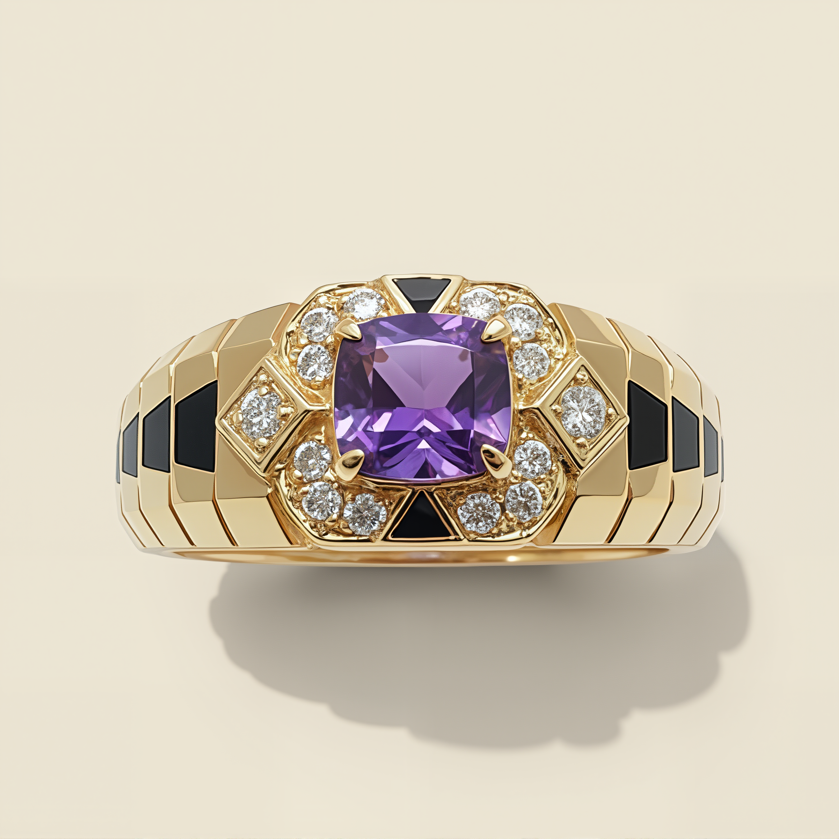 Modern Art Deco Amethyst Ring