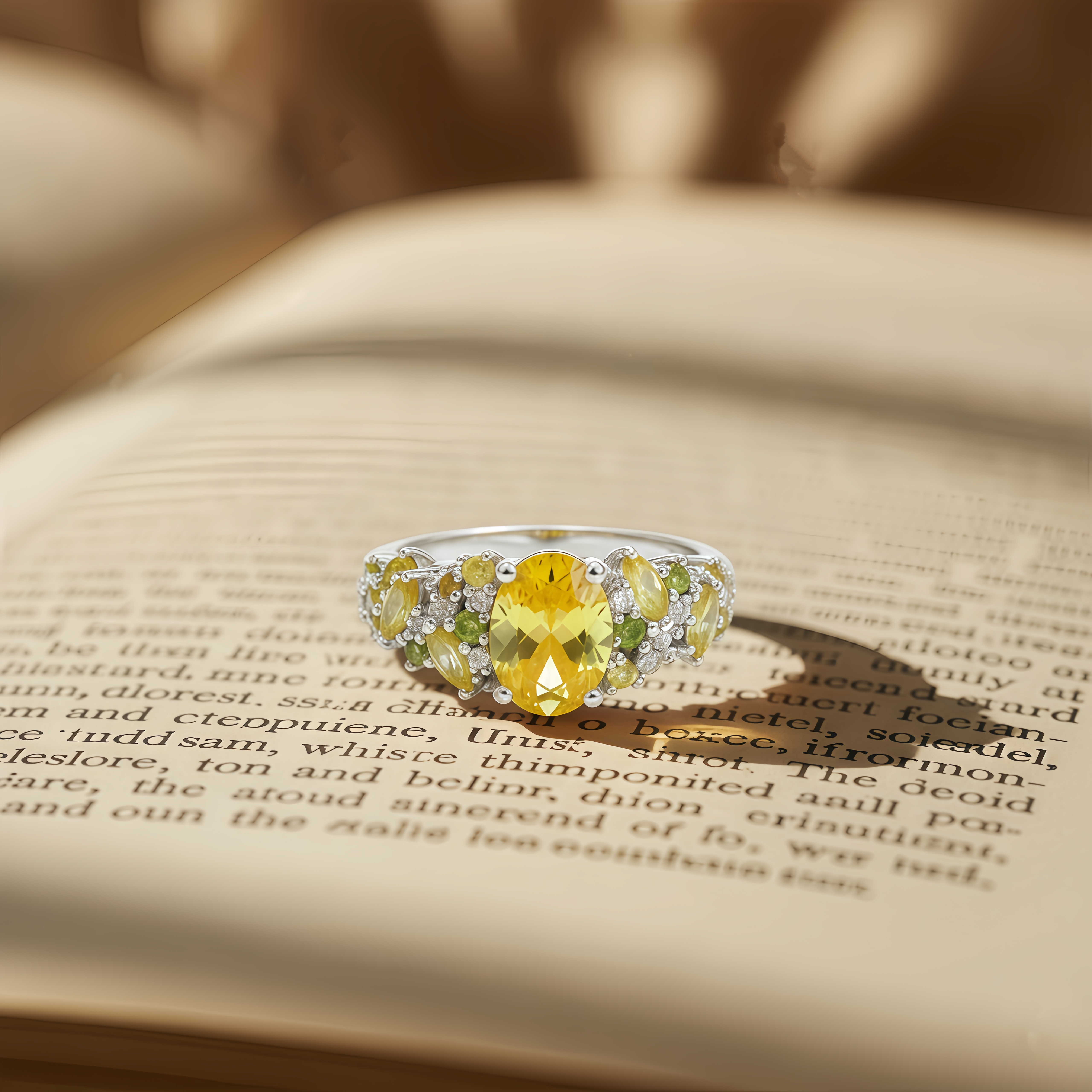 Sunflower Whisper Ring - Golden Moissanite Bloom