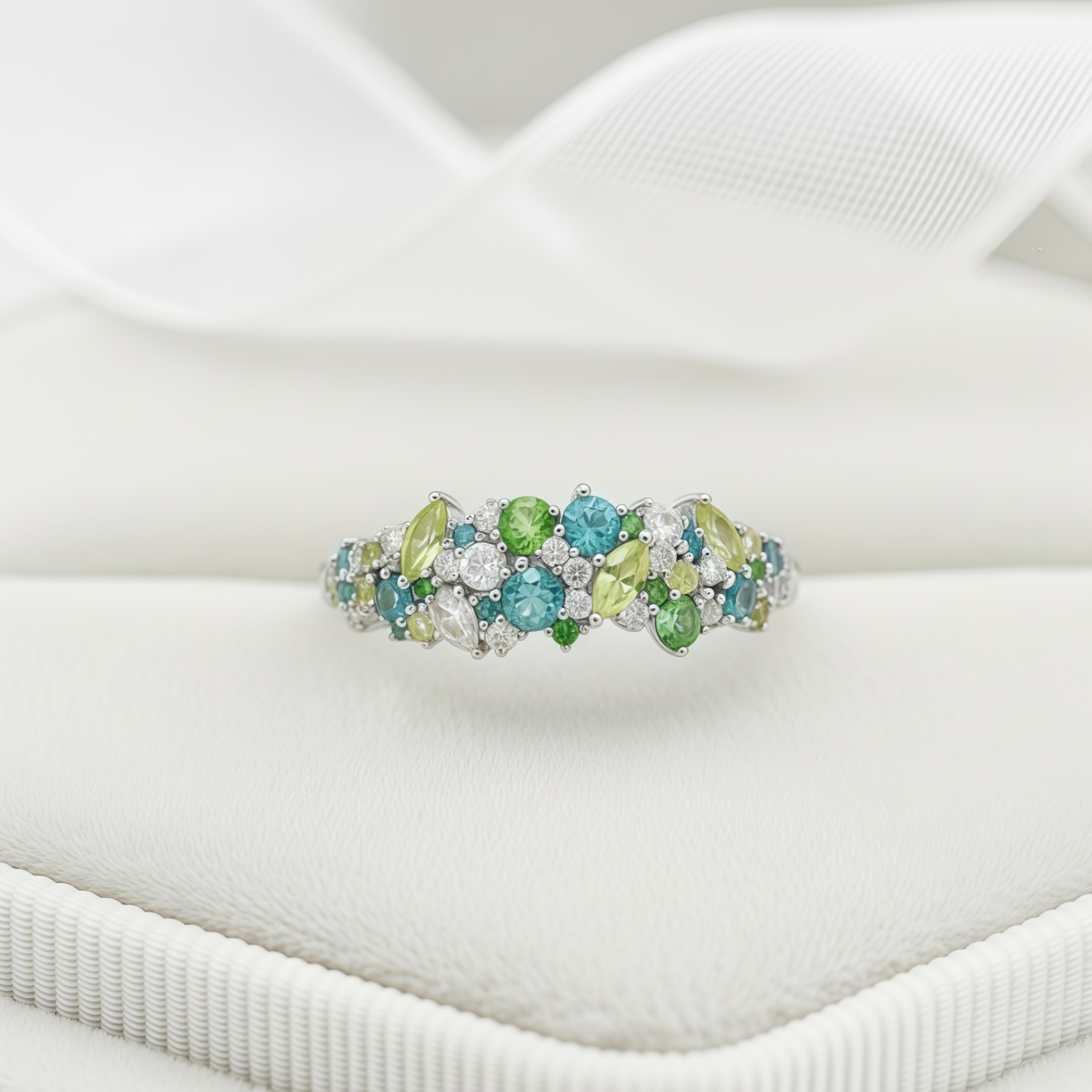 Blue Green Diamond "Oz" Ring - Teal Moissanite Statement Ring