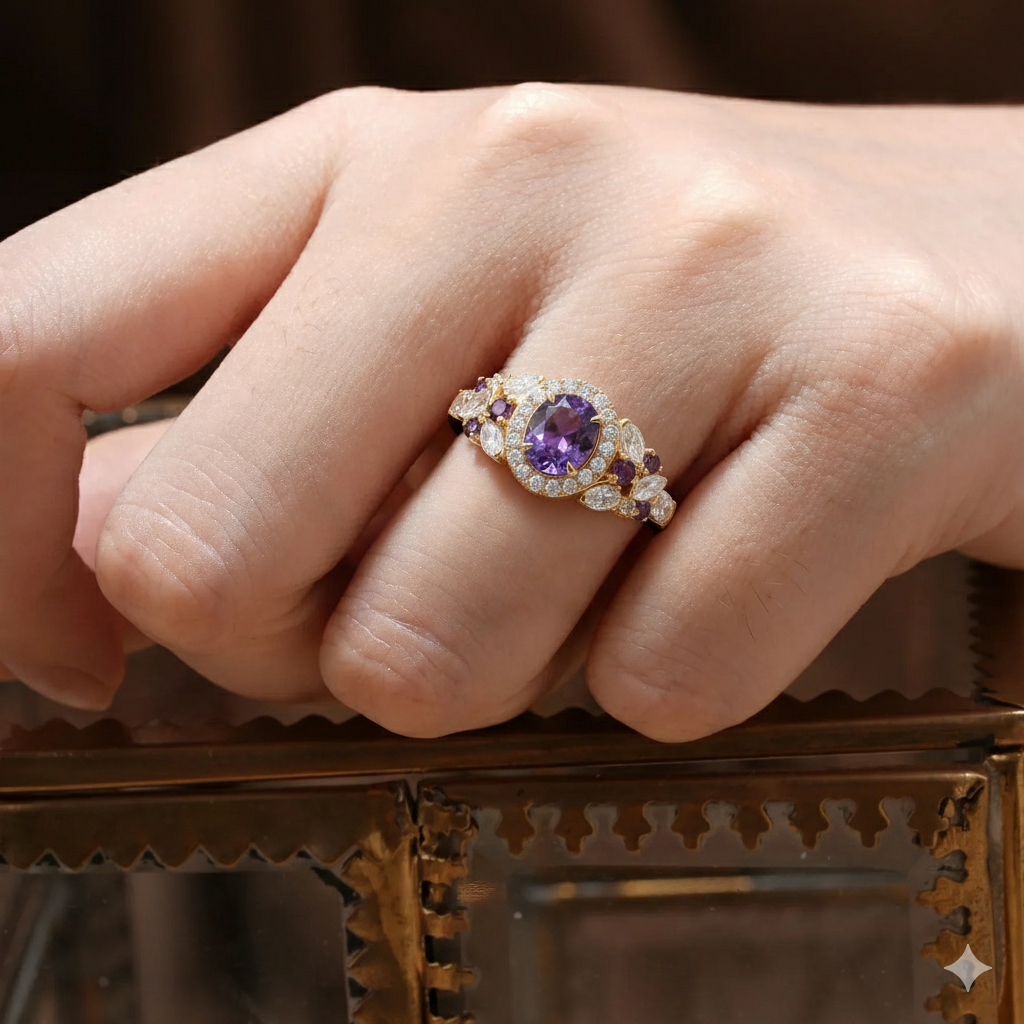 "The Roman Affair" -Regal Amethyst & Sapphire Ring